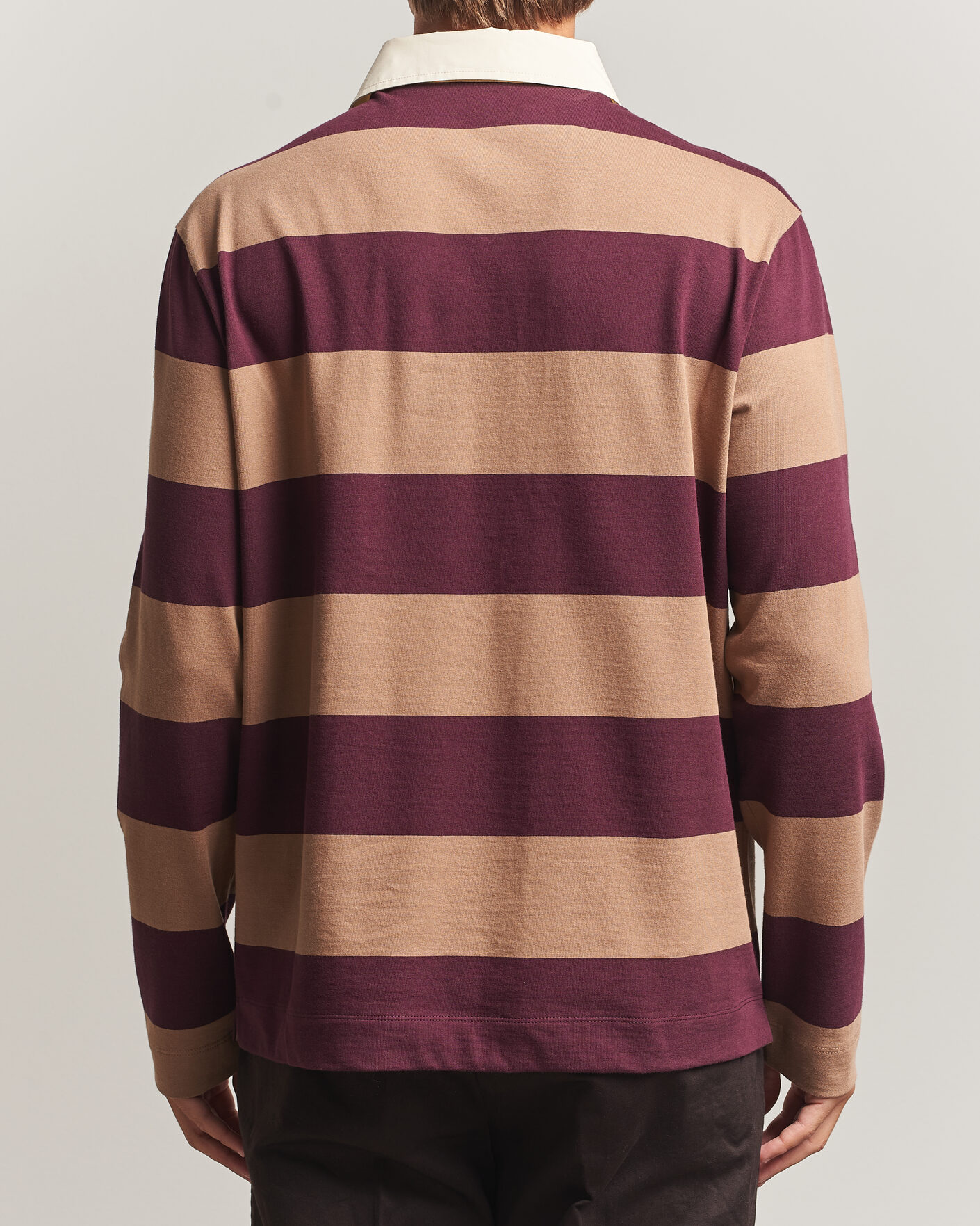 Mies | Puserot | Moncler | Striped Rugby Sweater Brown/Burgundy
