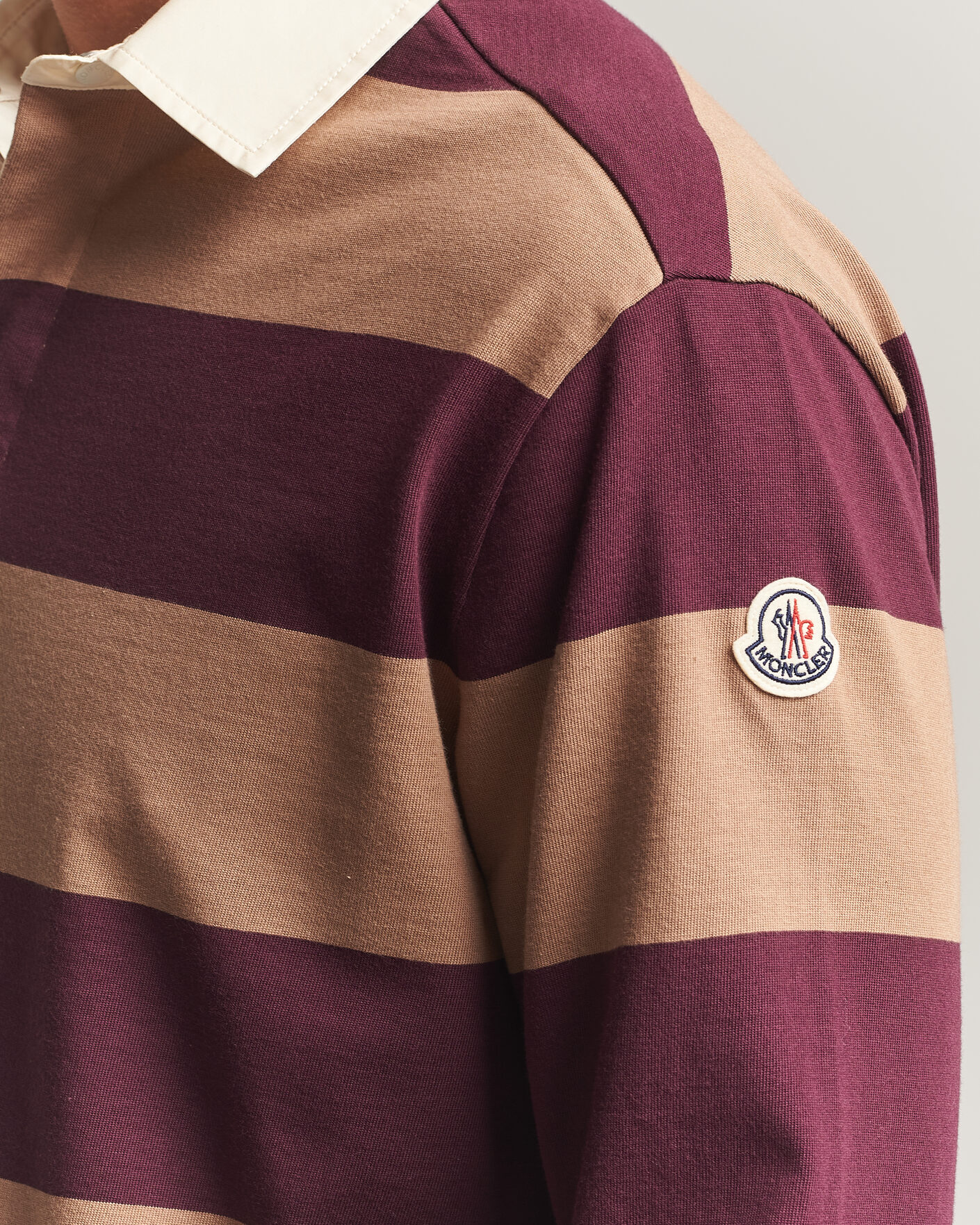 Mies | Puserot | Moncler | Striped Rugby Sweater Brown/Burgundy
