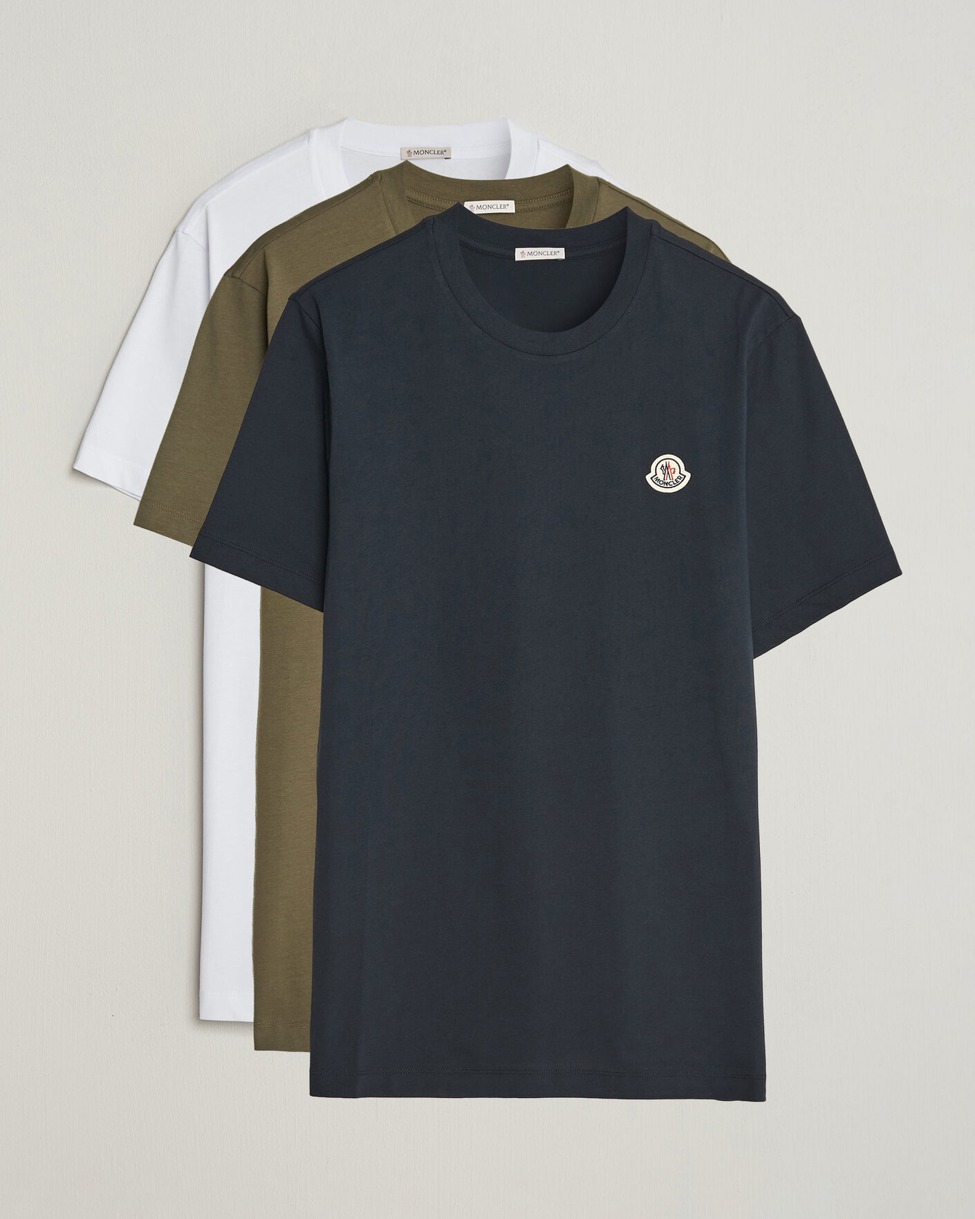 Mies | T-paidat | Moncler | 3-Pack Logo T-Shirts Blue/Military/White