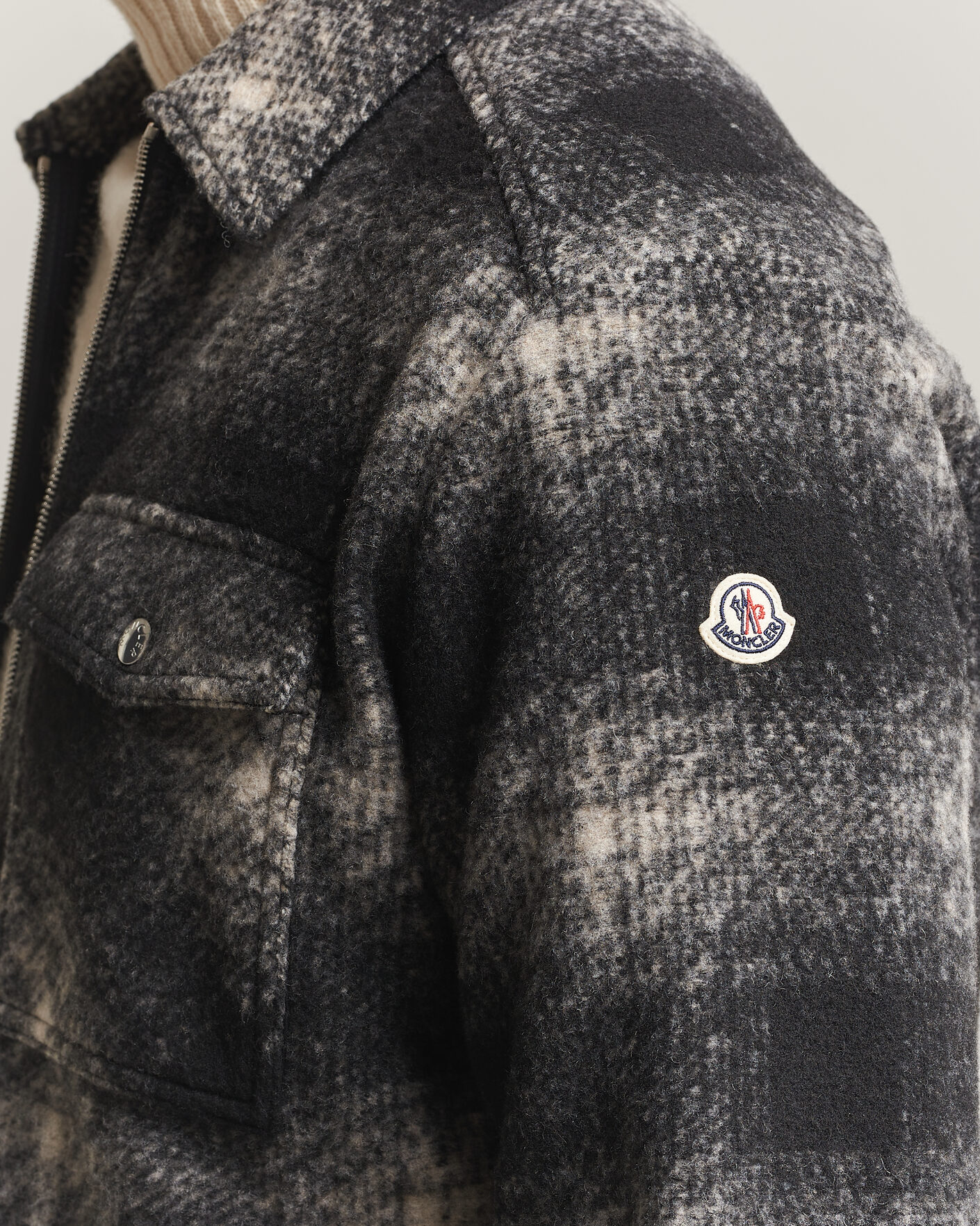 Mies | Kauluspaidat | Moncler | Flannel Overshirt Grey Check