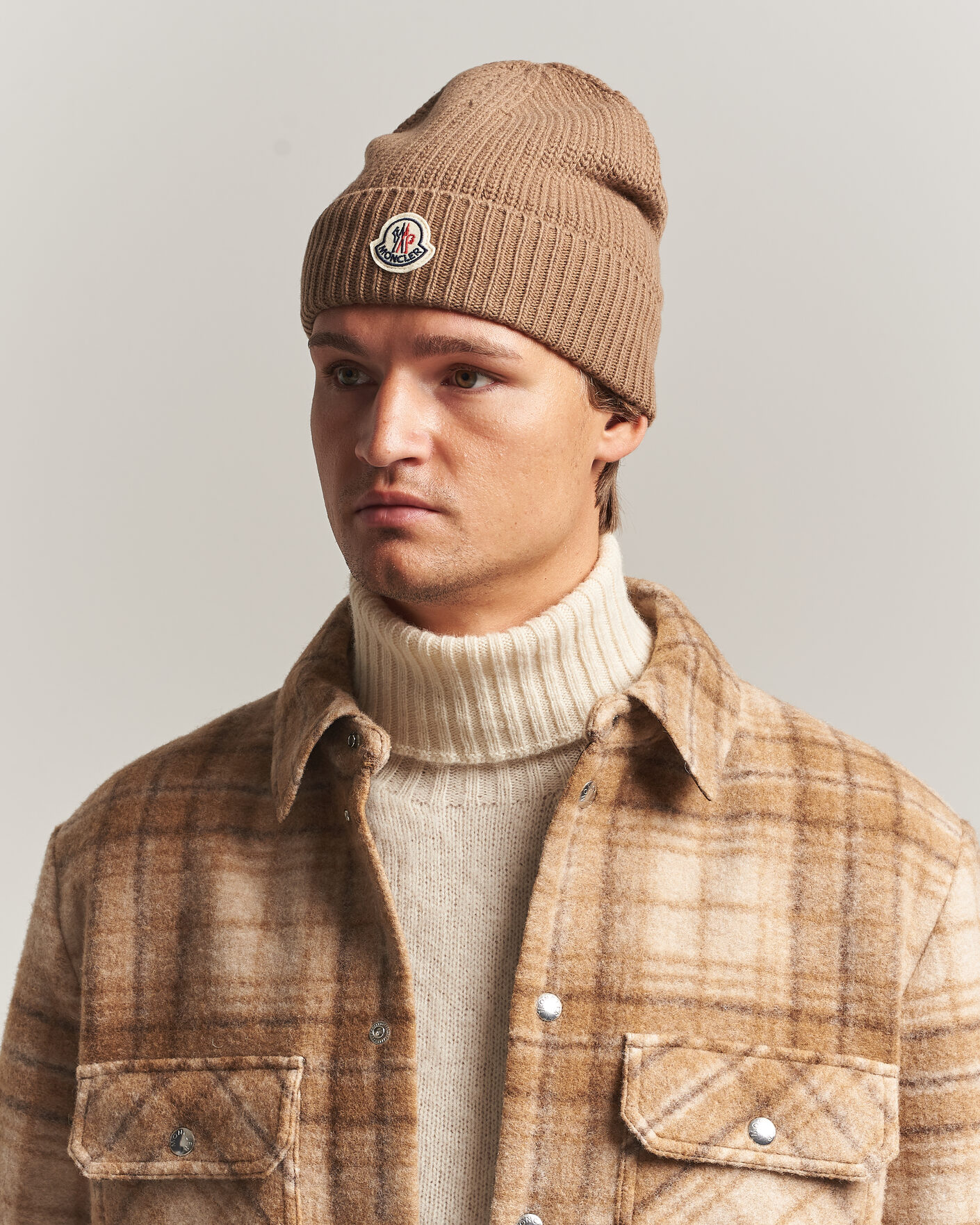 Mies | Pipot | Moncler | Rib Wool Beanie Brown
