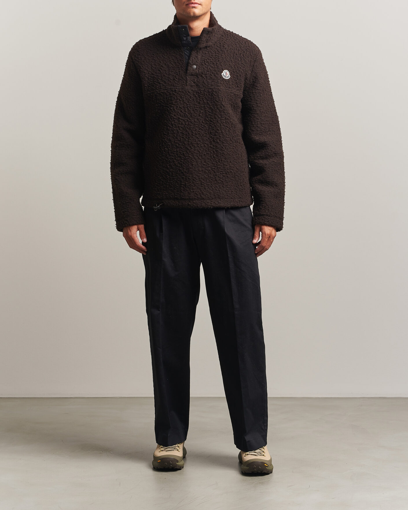 Mies | Puserot | Moncler | Half Zip Fleece Sweater Dark Brown