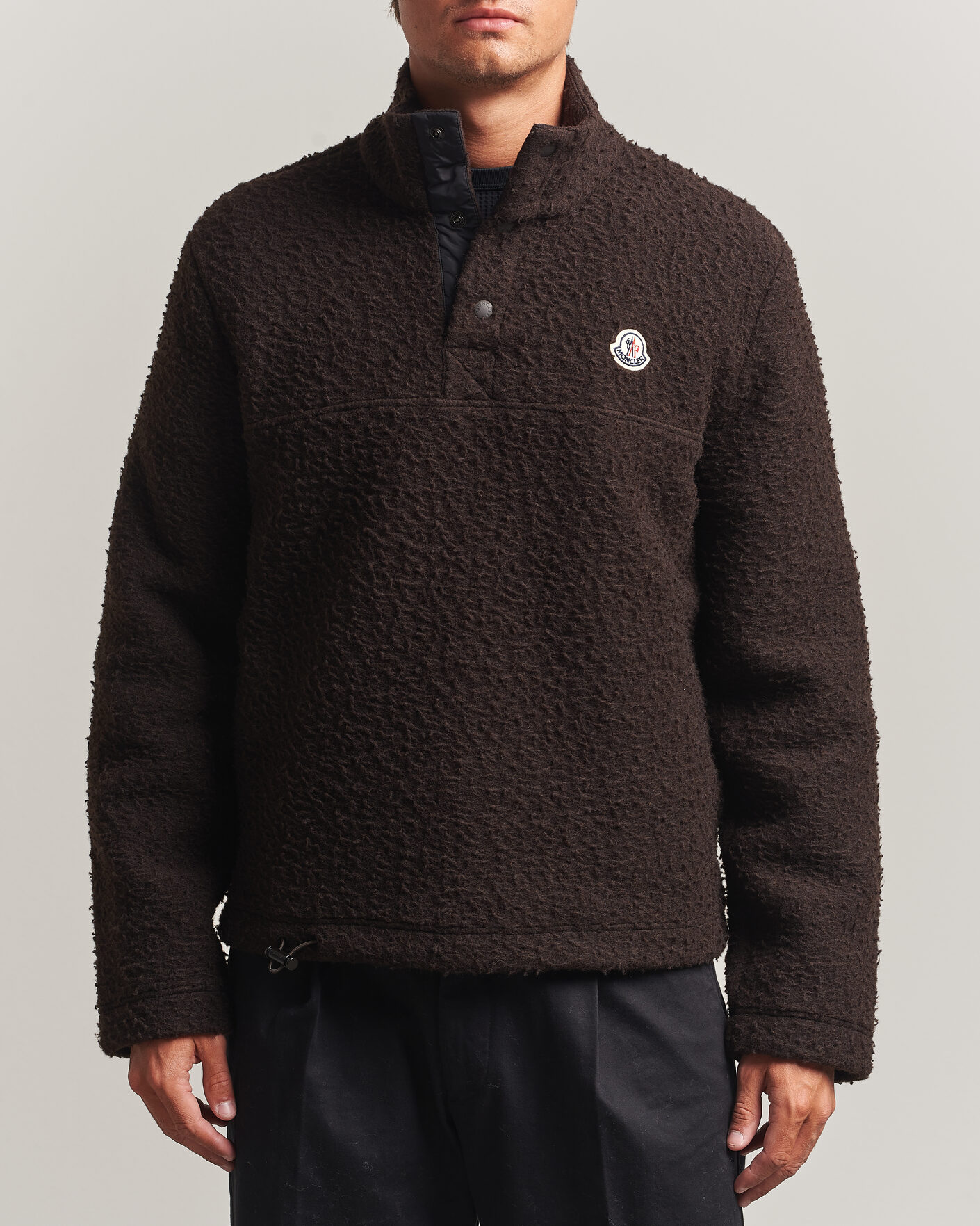 Mies | Puserot | Moncler | Half Zip Fleece Sweater Dark Brown