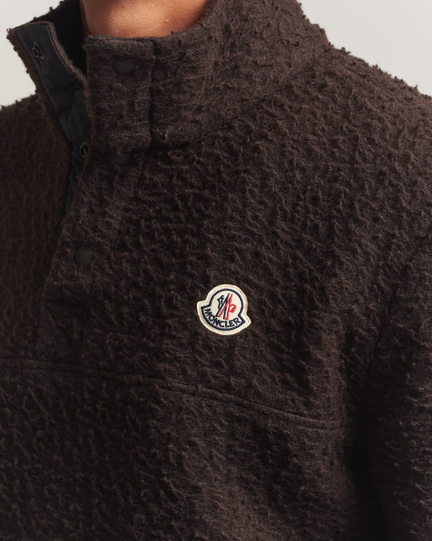 Mies | Puserot | Moncler | Half Zip Fleece Sweater Dark Brown