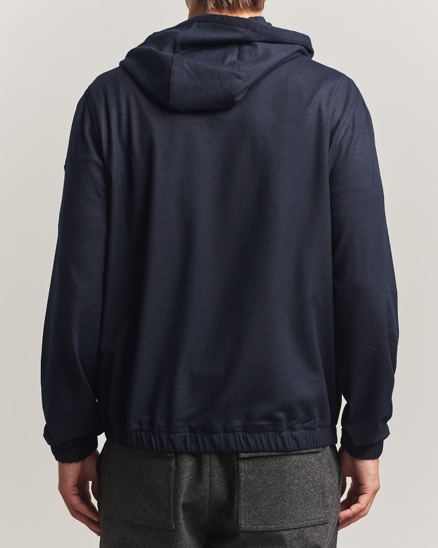 Mies | Puserot | Moncler | Full Zip Flannel Hoodie Navy