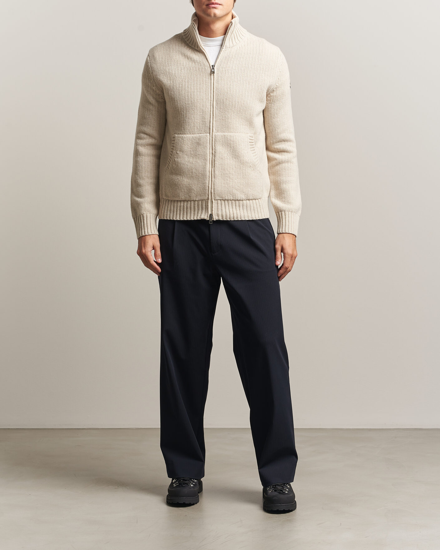 Mies | Puserot | Moncler | Full Zip Cardigan Light Beige