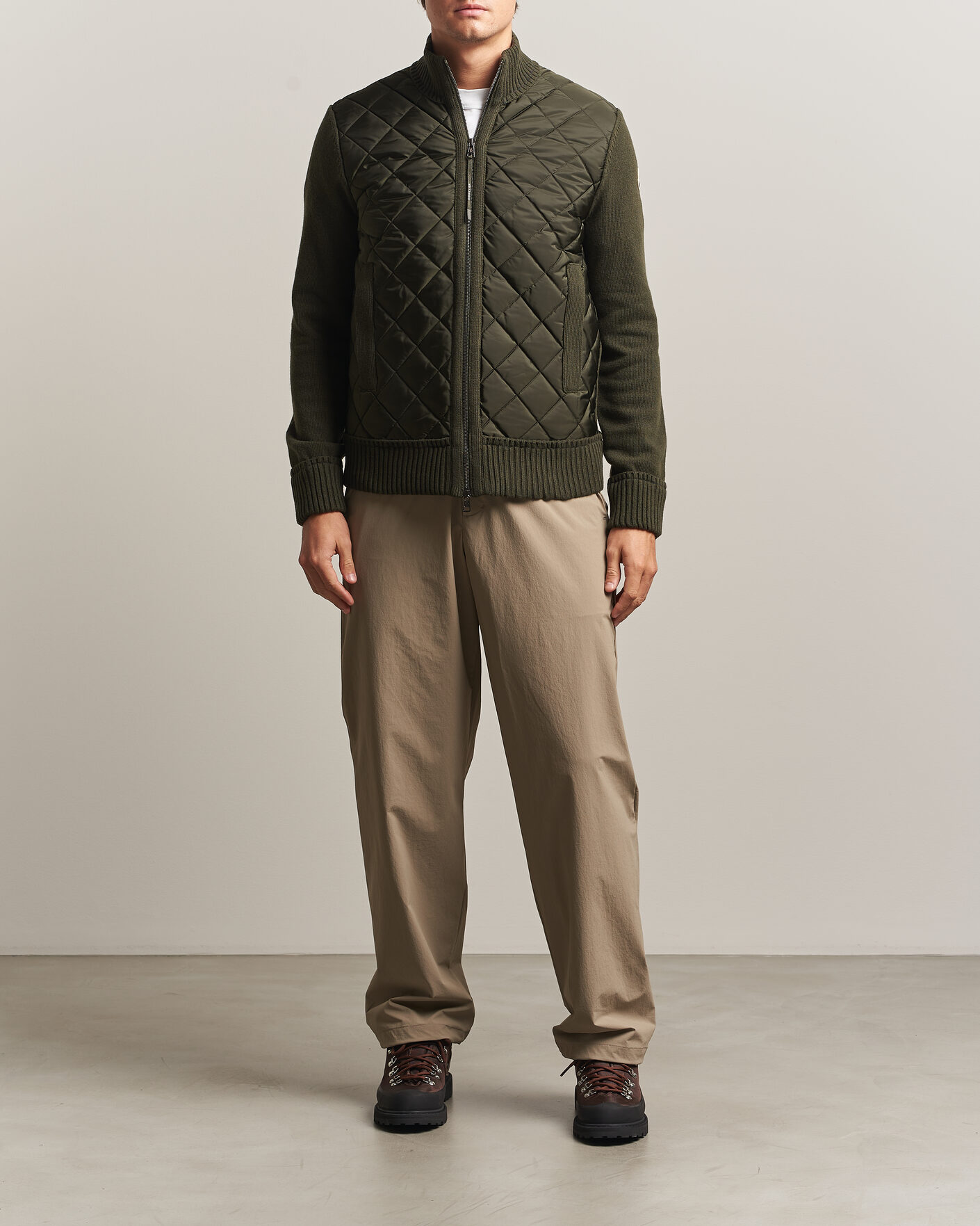 Mies | Takit | Moncler | Quilted Hybrid Jacket Dark Green