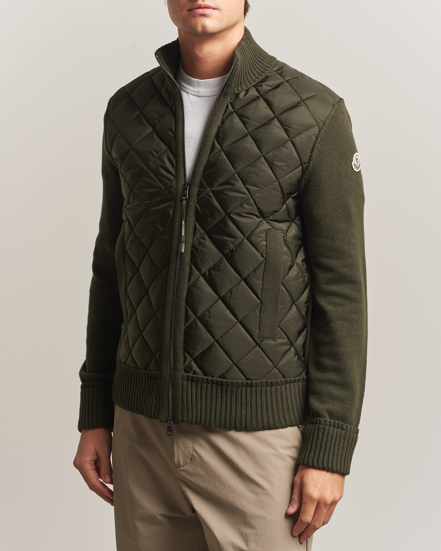 Mies | Takit | Moncler | Quilted Hybrid Jacket Dark Green