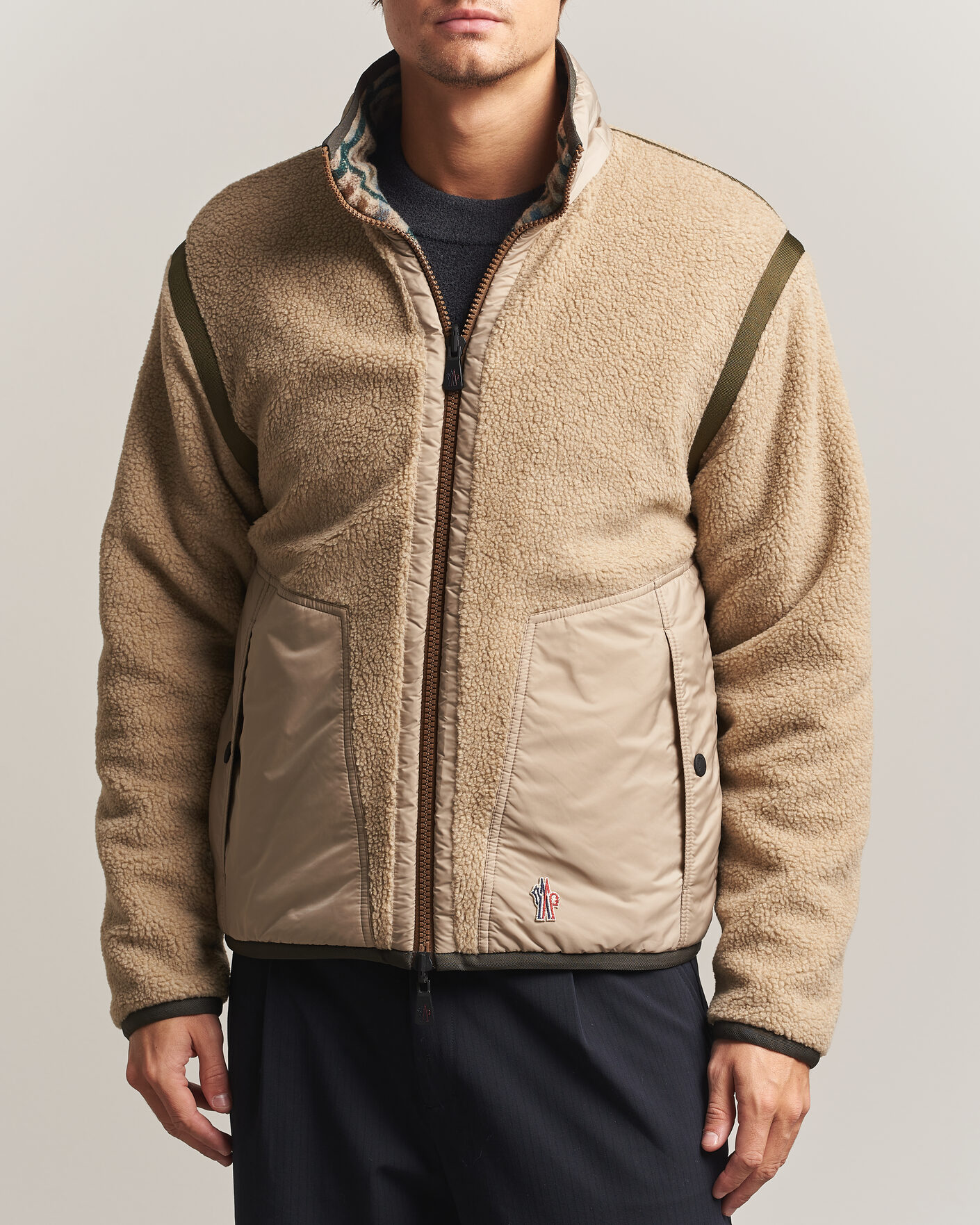 Mies | Puserot | Moncler Grenoble | Sherpa Zip Cardigan Beige/Green