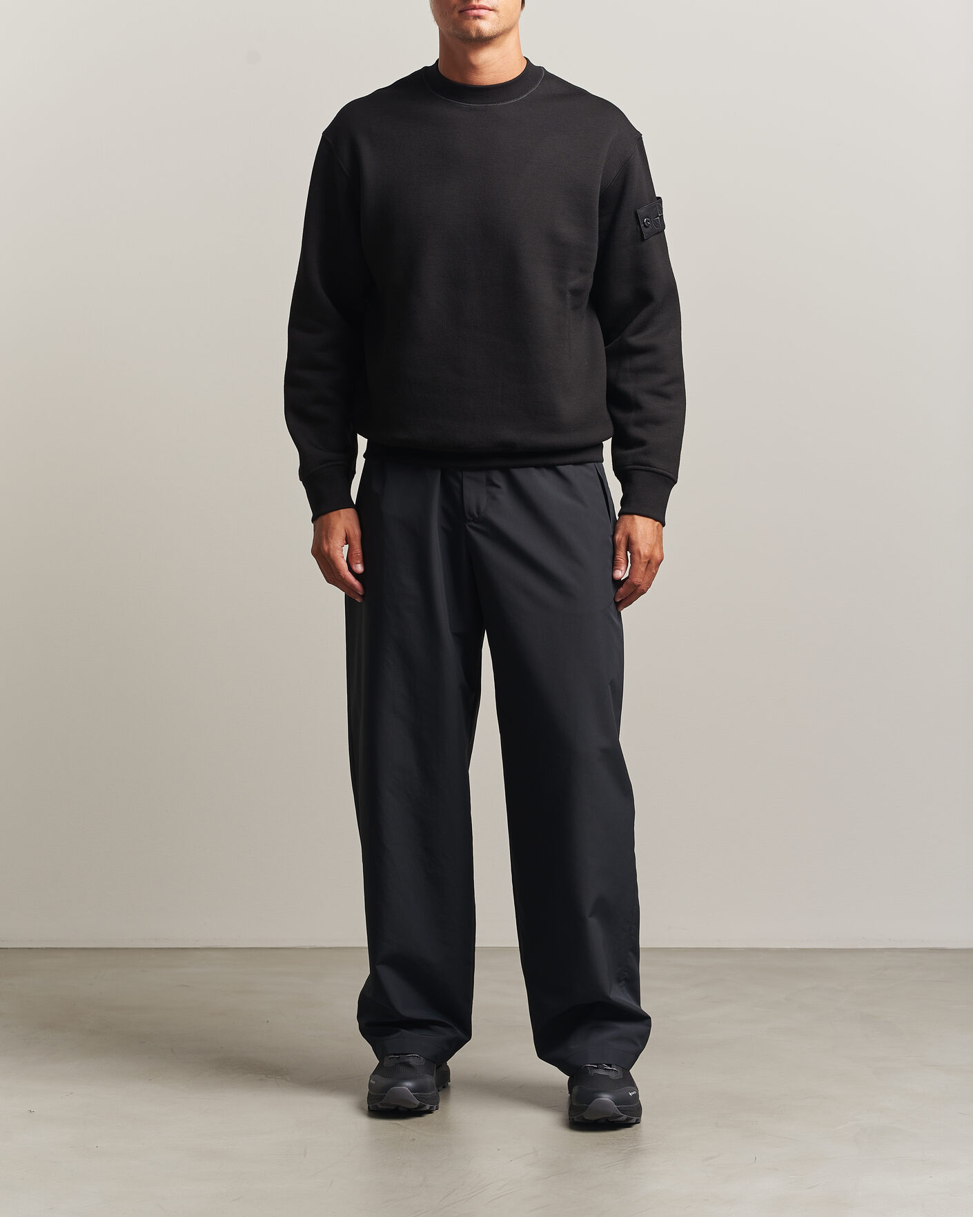 Mies | Puserot | Stone Island | Ghost Cotton/Wool Fleece Sweatshirt Black