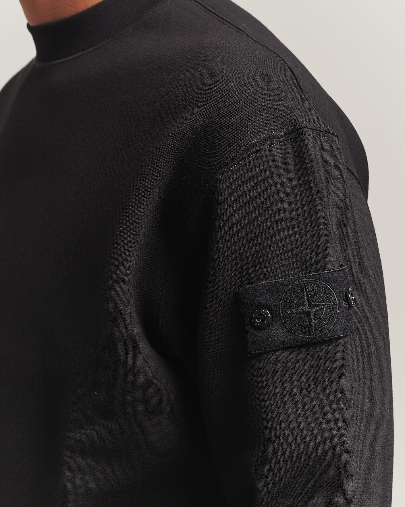 Mies | Puserot | Stone Island | Ghost Cotton/Wool Fleece Sweatshirt Black