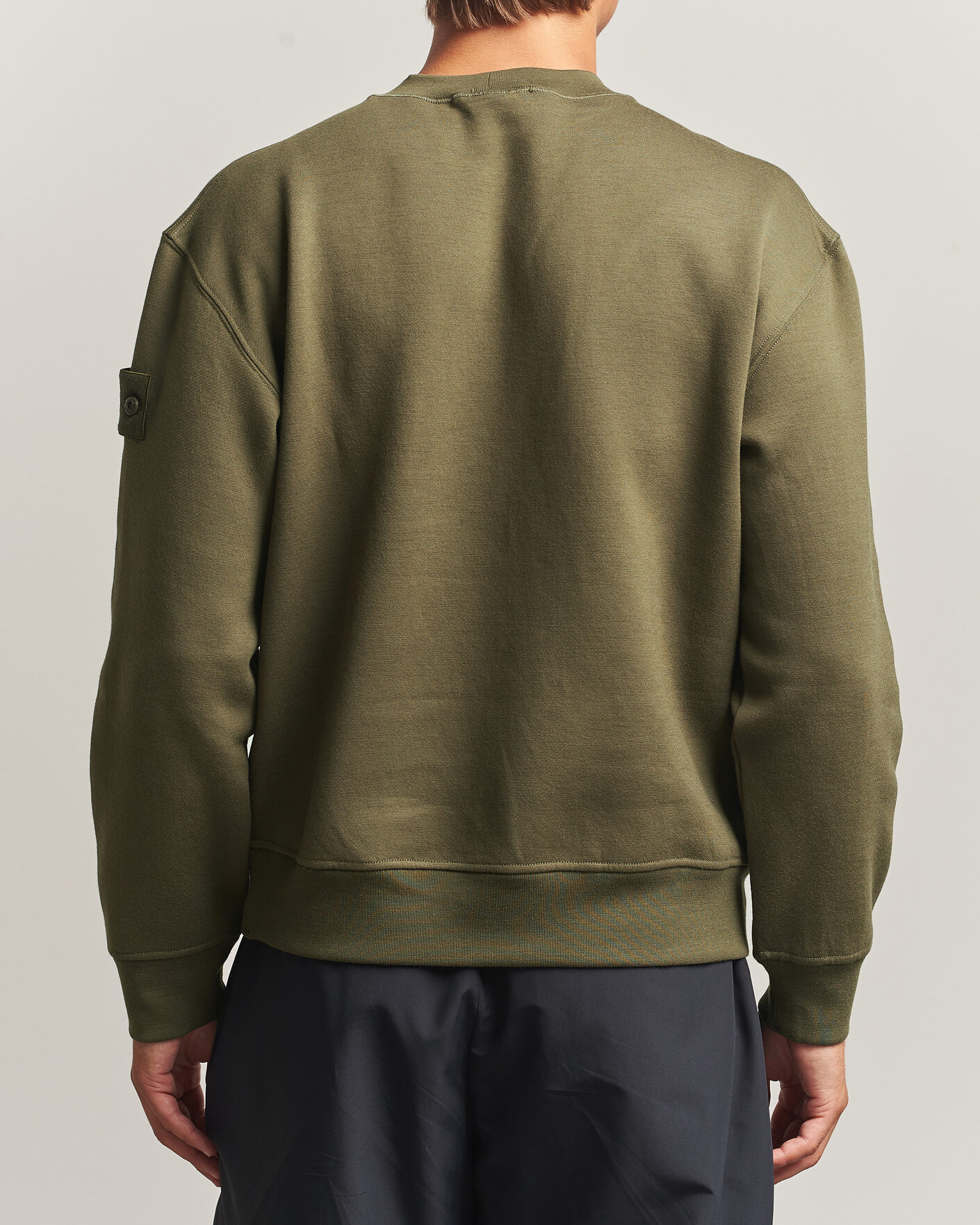 Mies | Puserot | Stone Island | Ghost Cotton/Wool Fleece Sweatshirt Miltary Green