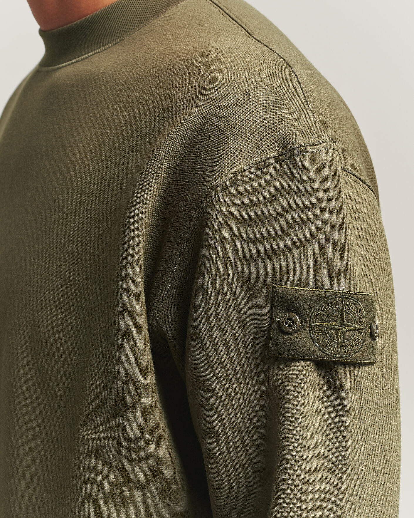 Mies | Puserot | Stone Island | Ghost Cotton/Wool Fleece Sweatshirt Miltary Green