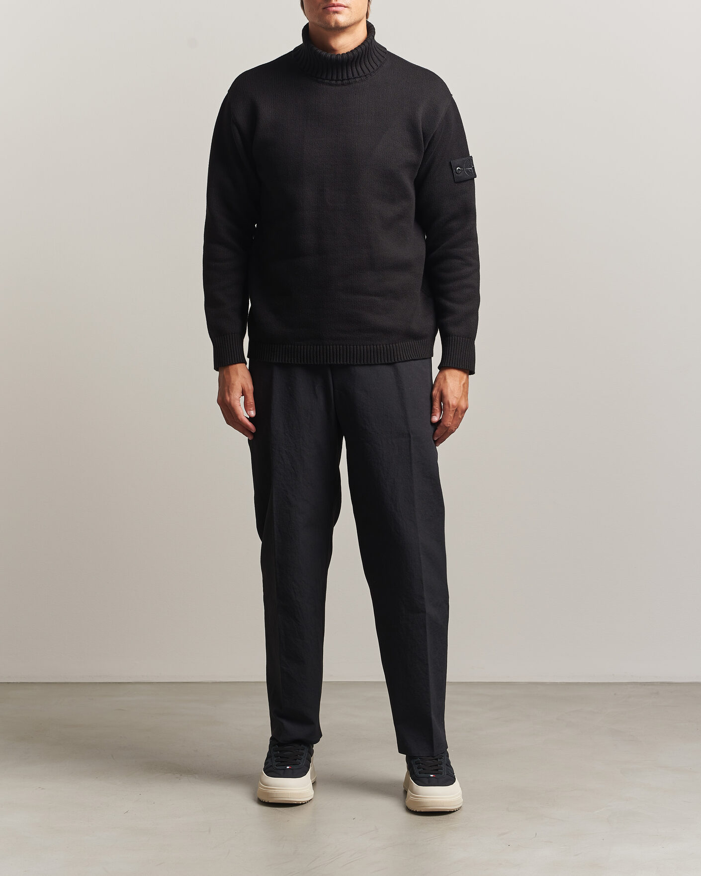 Mies | Puserot | Stone Island | Ghost Plush Stitch Winter Cotton Rollneck Black