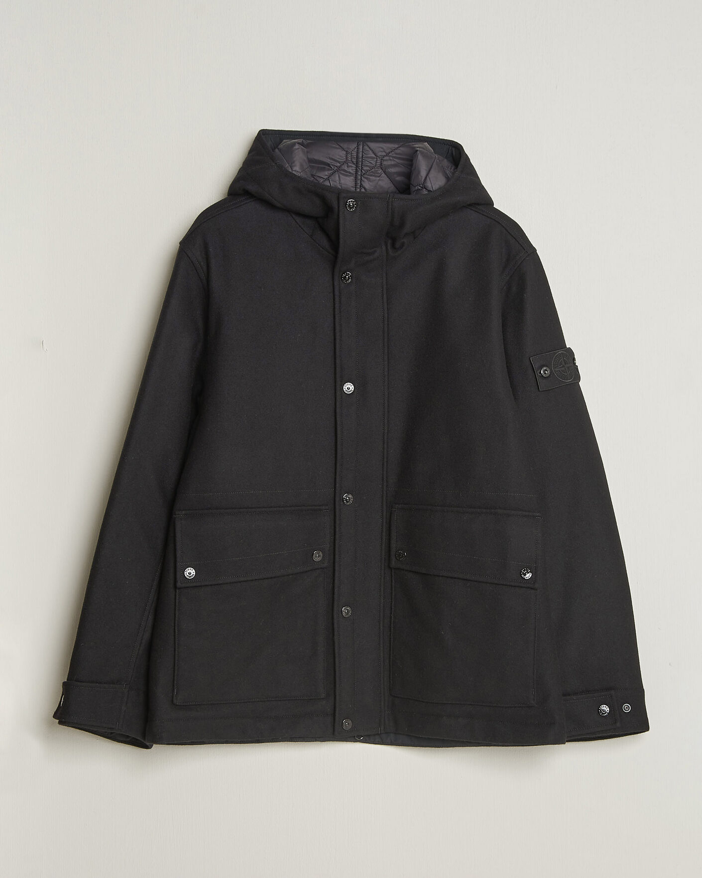 Mies | Takit | Stone Island | Ghost Wool/Nylon Flannel Short Parka Black