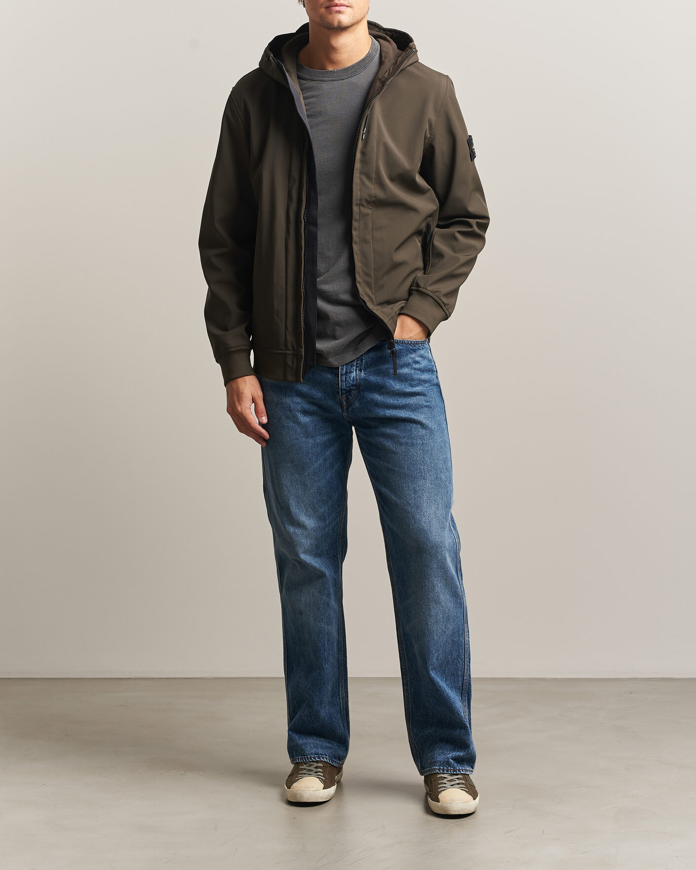 Mies | Takit | Stone Island | Short Hooded Soft Shell Jacket Coal Grey