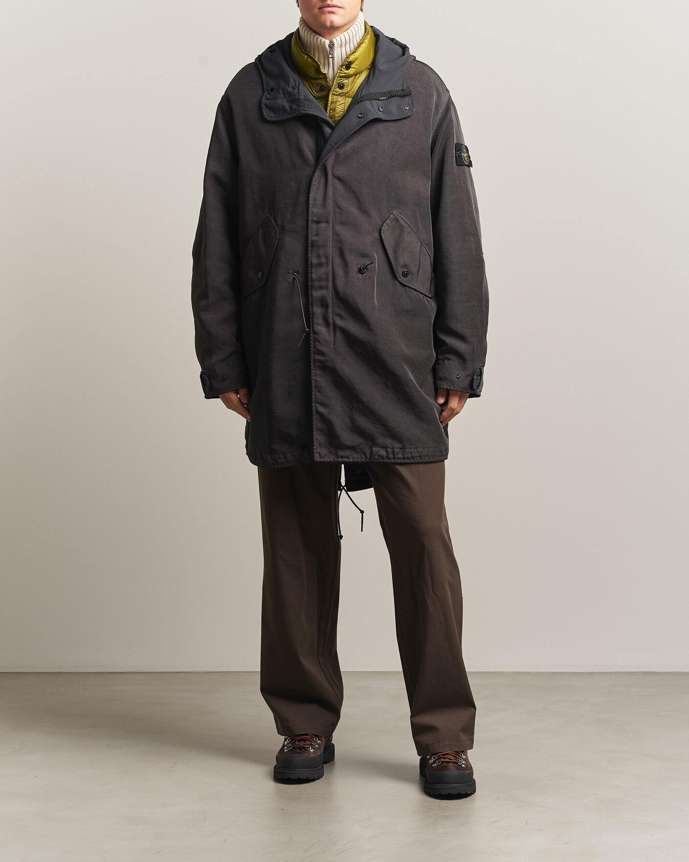 Mies | Takit | Stone Island | Dense Oxford Nylon TC Fishtail Parka Lead Grey