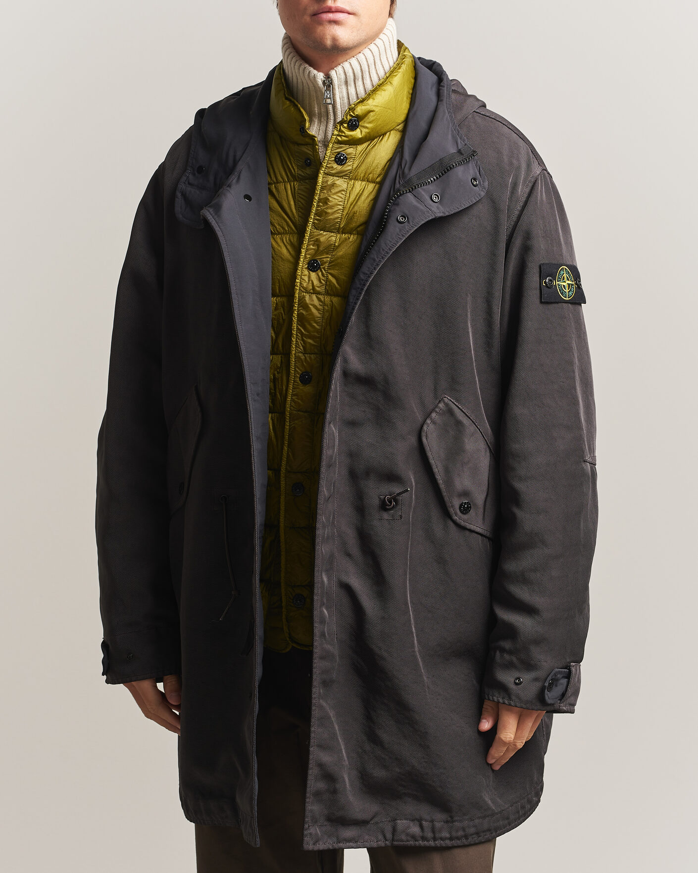 Mies | Takit | Stone Island | Dense Oxford Nylon TC Fishtail Parka Lead Grey