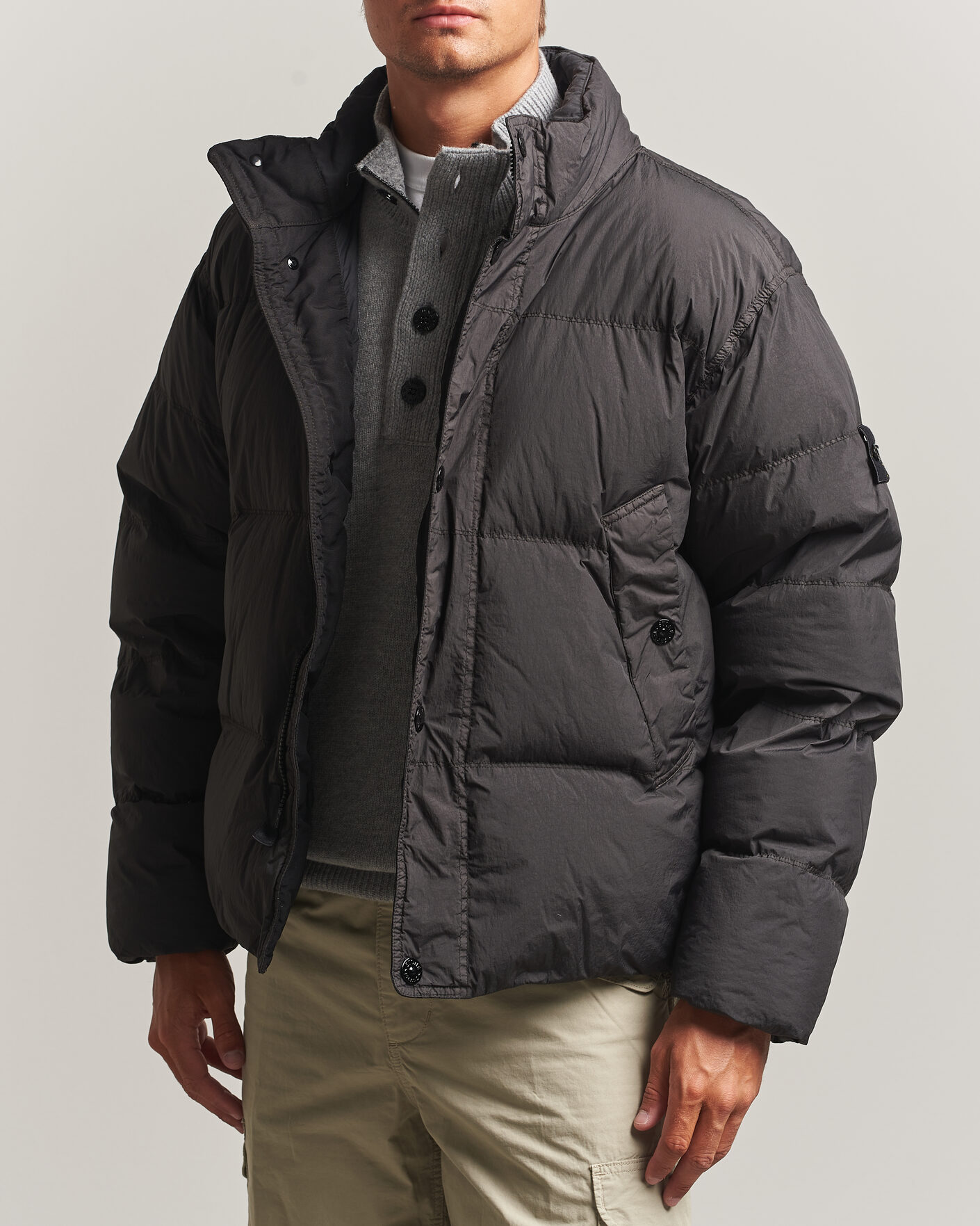 Mies | Takit | Stone Island | Crinkle Reps Padded Down Jacket Lead Grey