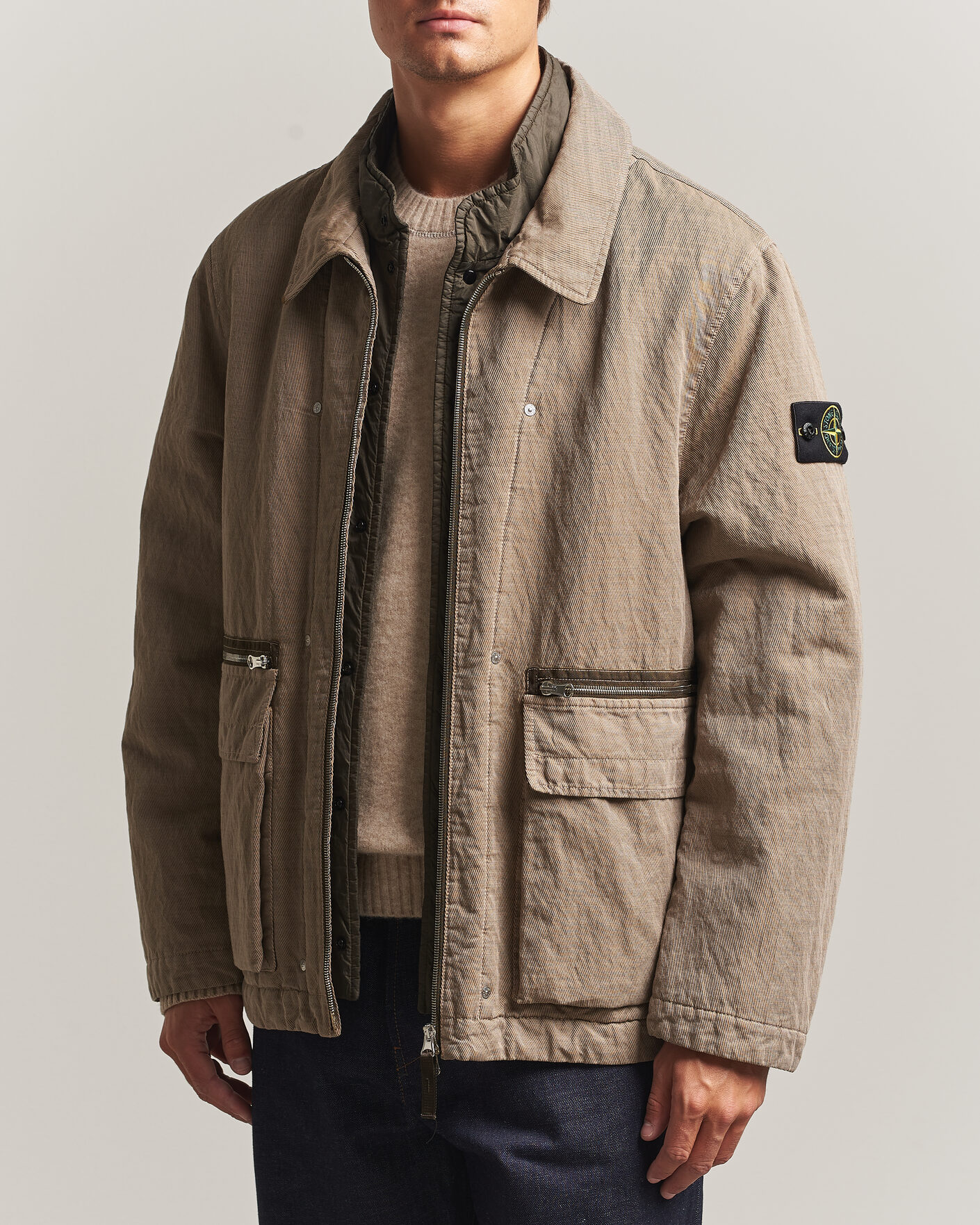 Mies | Takit | Stone Island | Diagonal Cotton/Wool Field Jacket Biscuit