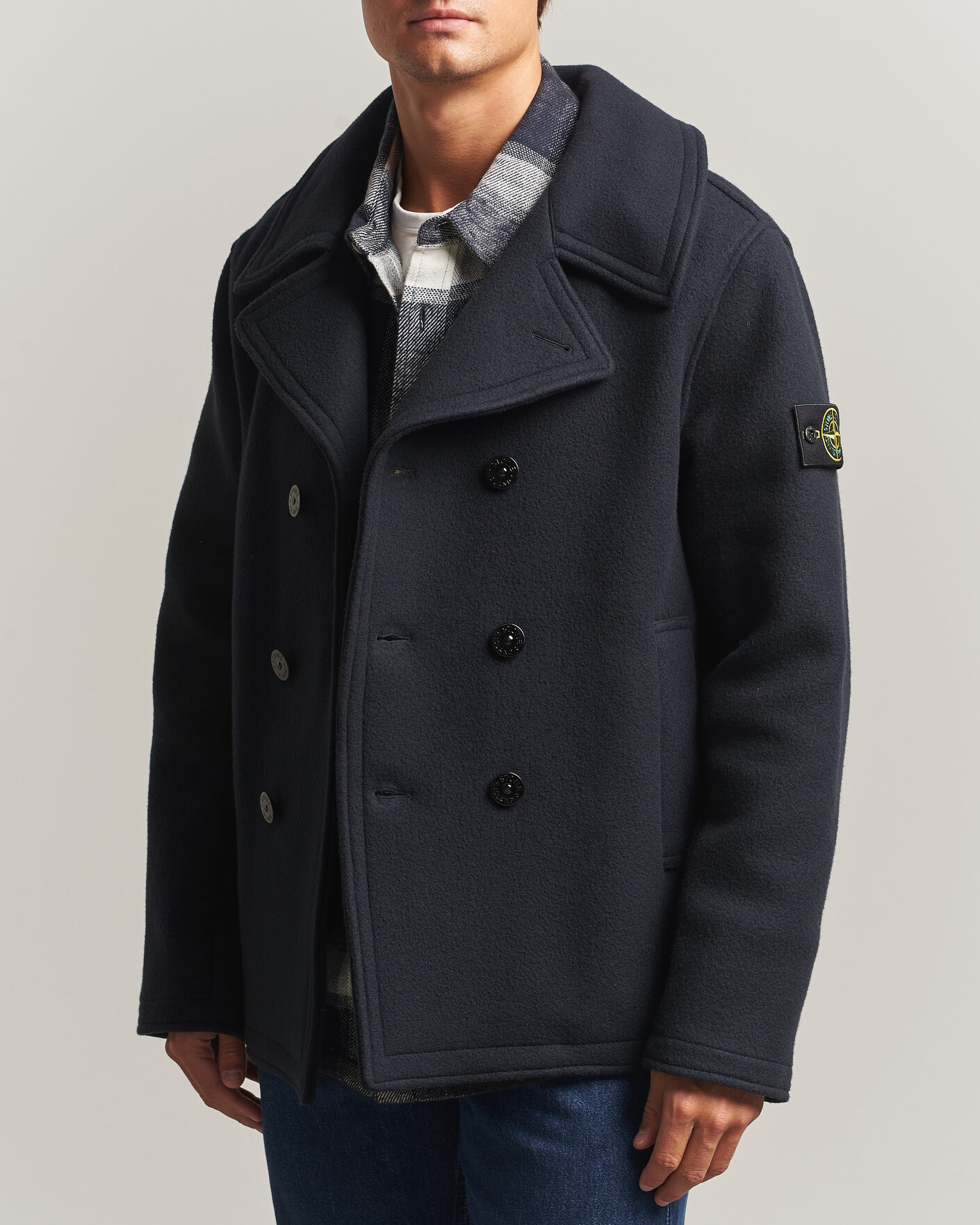 Mies | Takit | Stone Island | Heavy Melton Wool Peacoat Navy Blue