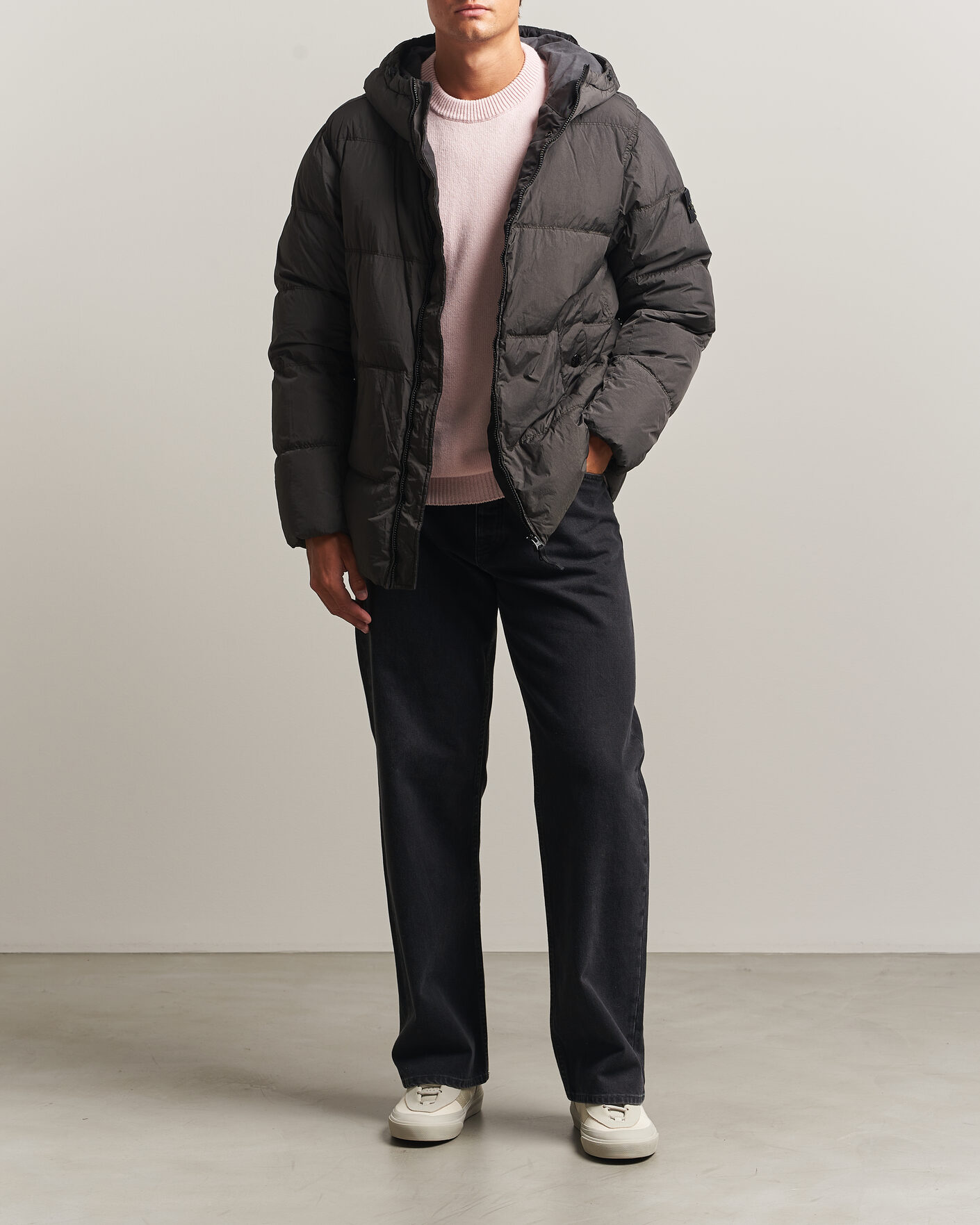 Mies | Takit | Stone Island | Crinkle Reps Padded Hood Down Jacket Grey