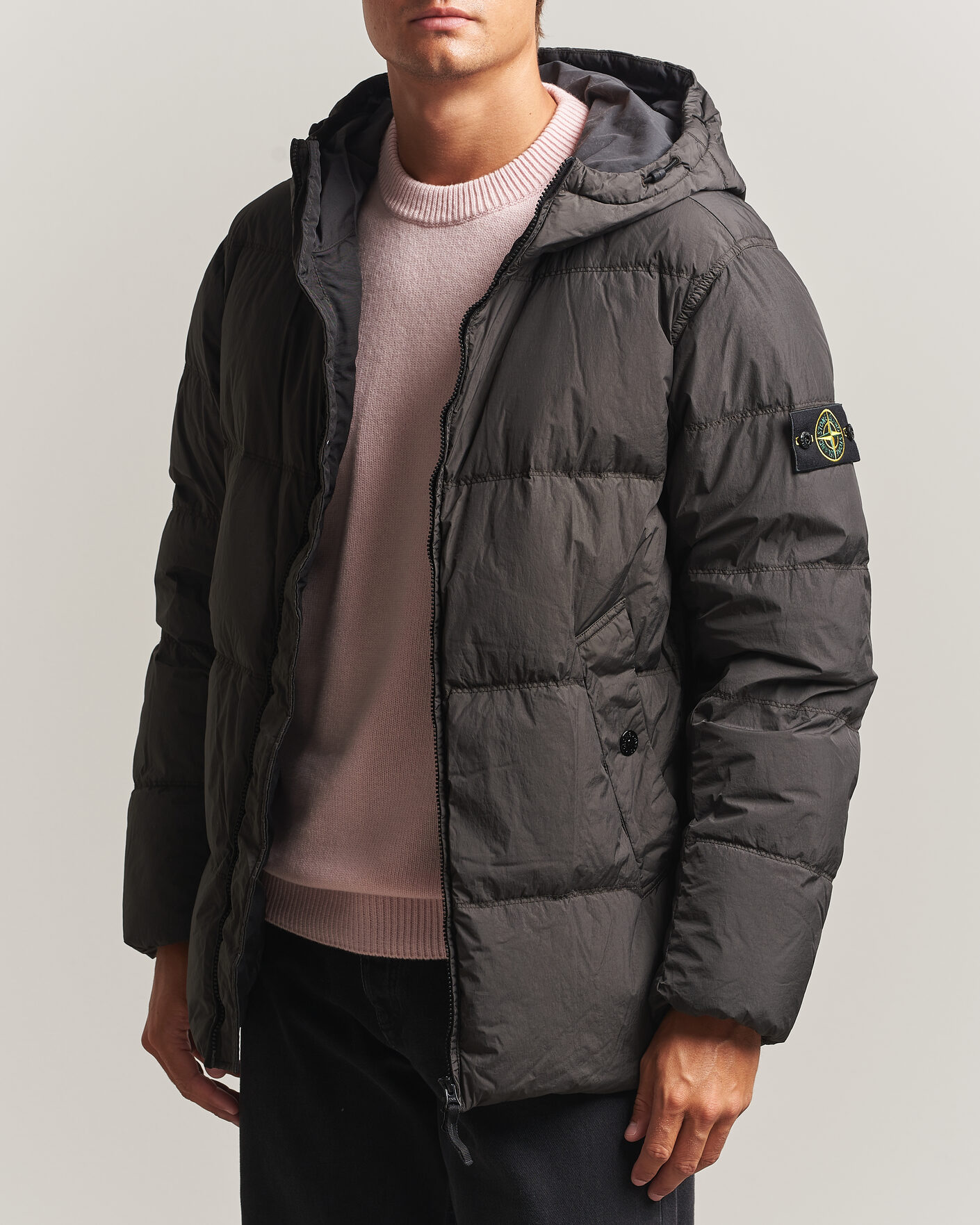Mies | Takit | Stone Island | Crinkle Reps Padded Hood Down Jacket Grey