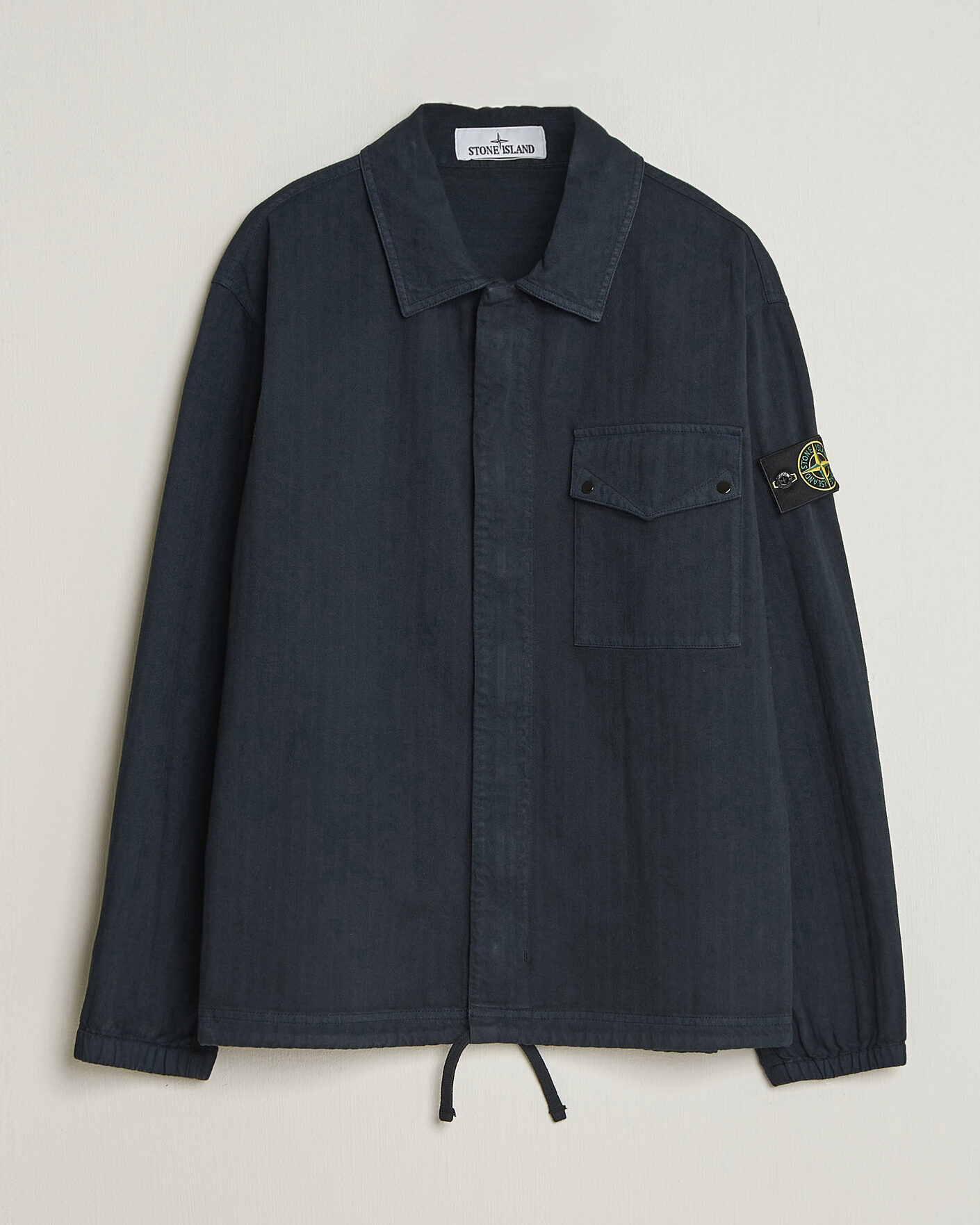 Mies | Kauluspaidat | Stone Island | Garment Dyed Cotton Herringbone Overshirt Navy Blue