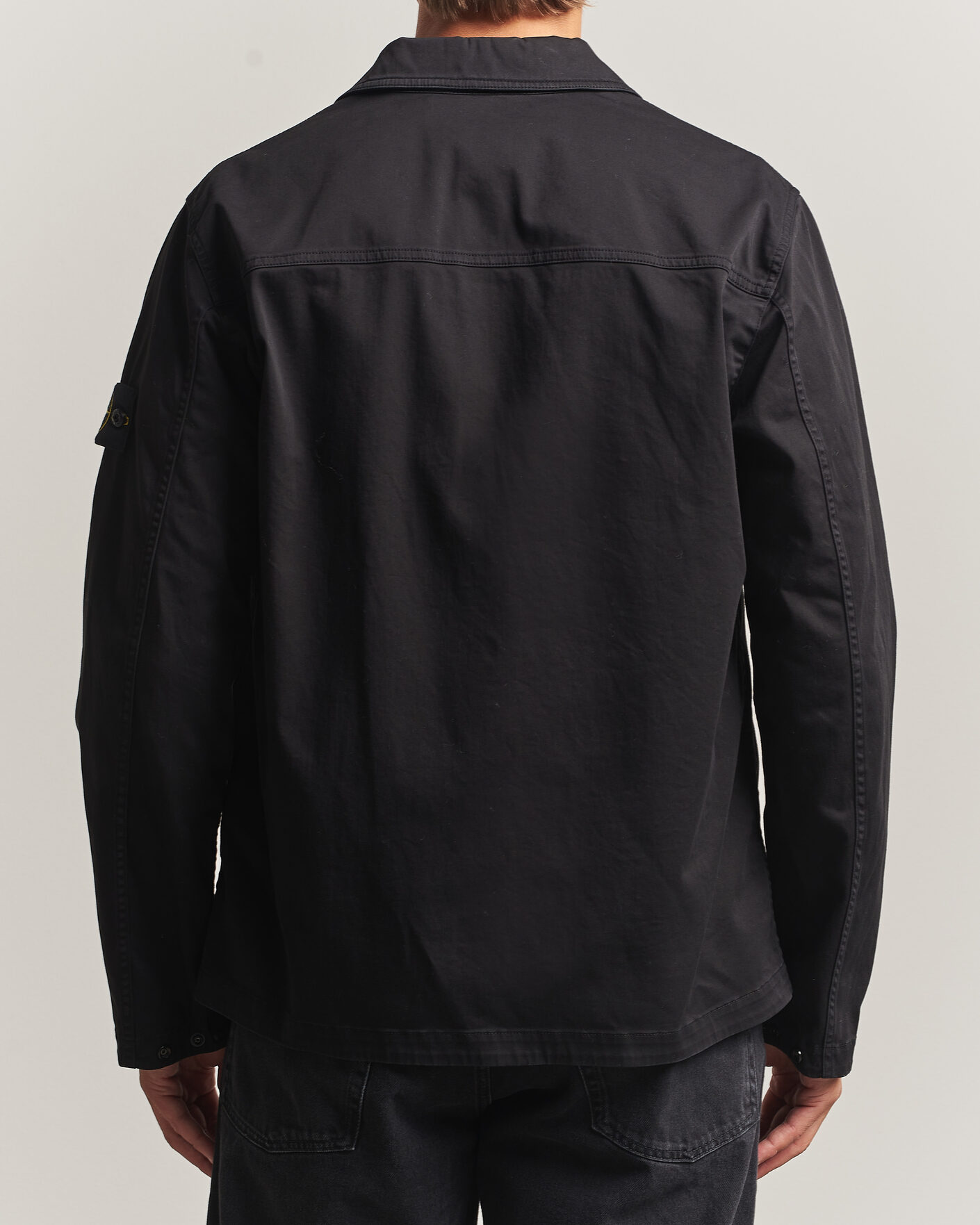 Mies | Kauluspaidat | Stone Island | Organic Cotton Satin Stretch Zip Overshirt Black