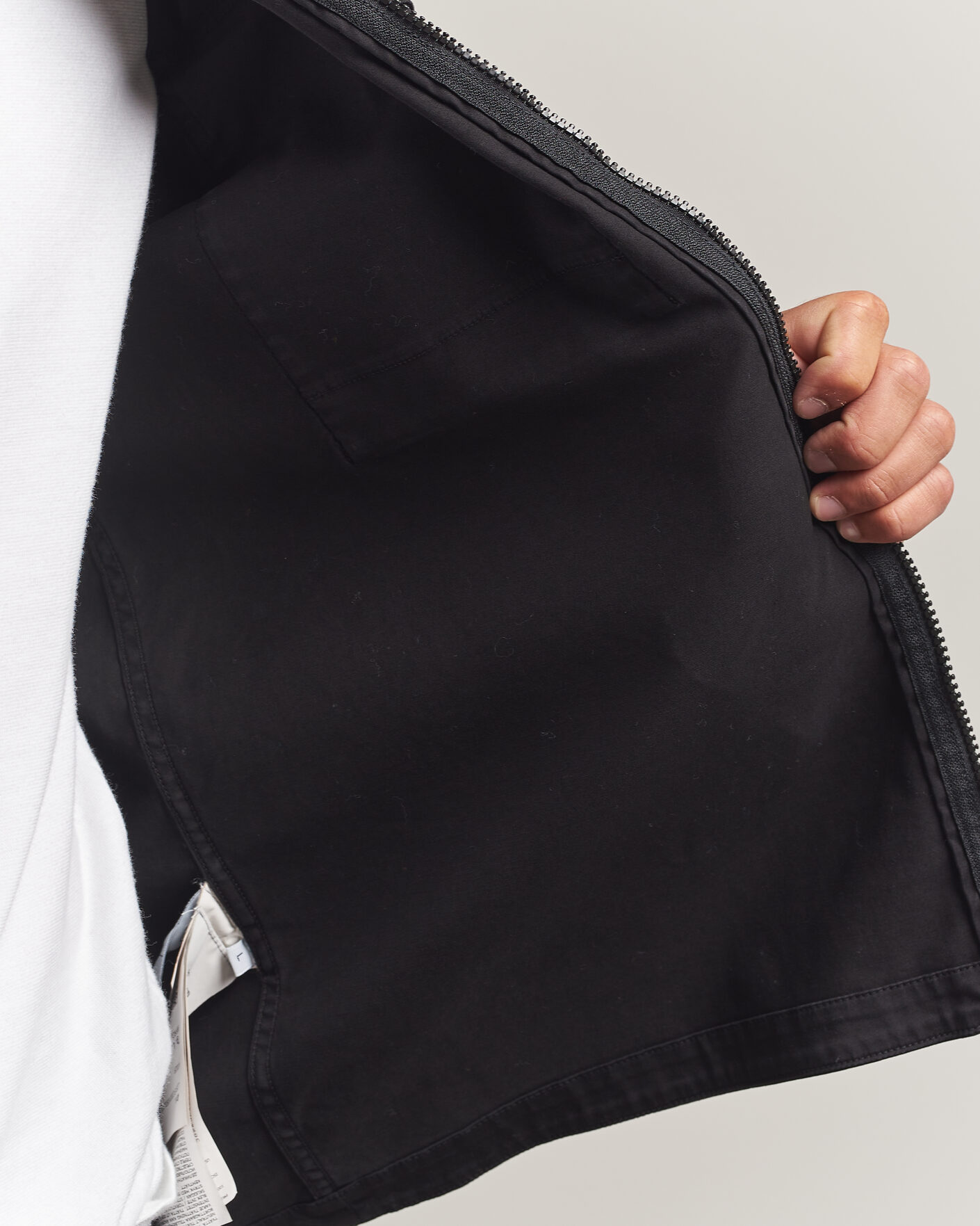 Mies | Kauluspaidat | Stone Island | Organic Cotton Satin Stretch Zip Overshirt Black