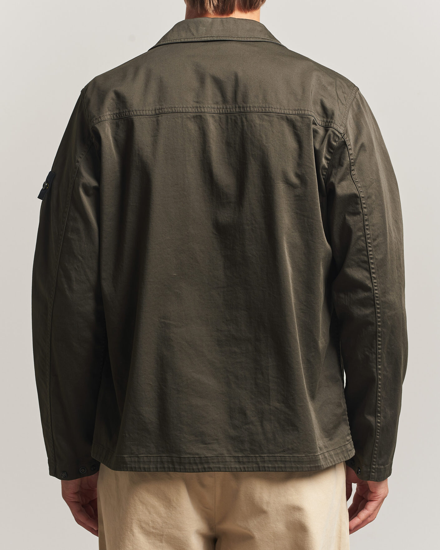 Mies | Kauluspaidat | Stone Island | Organic Cotton Satin Stretch Zip Overshirt Grey