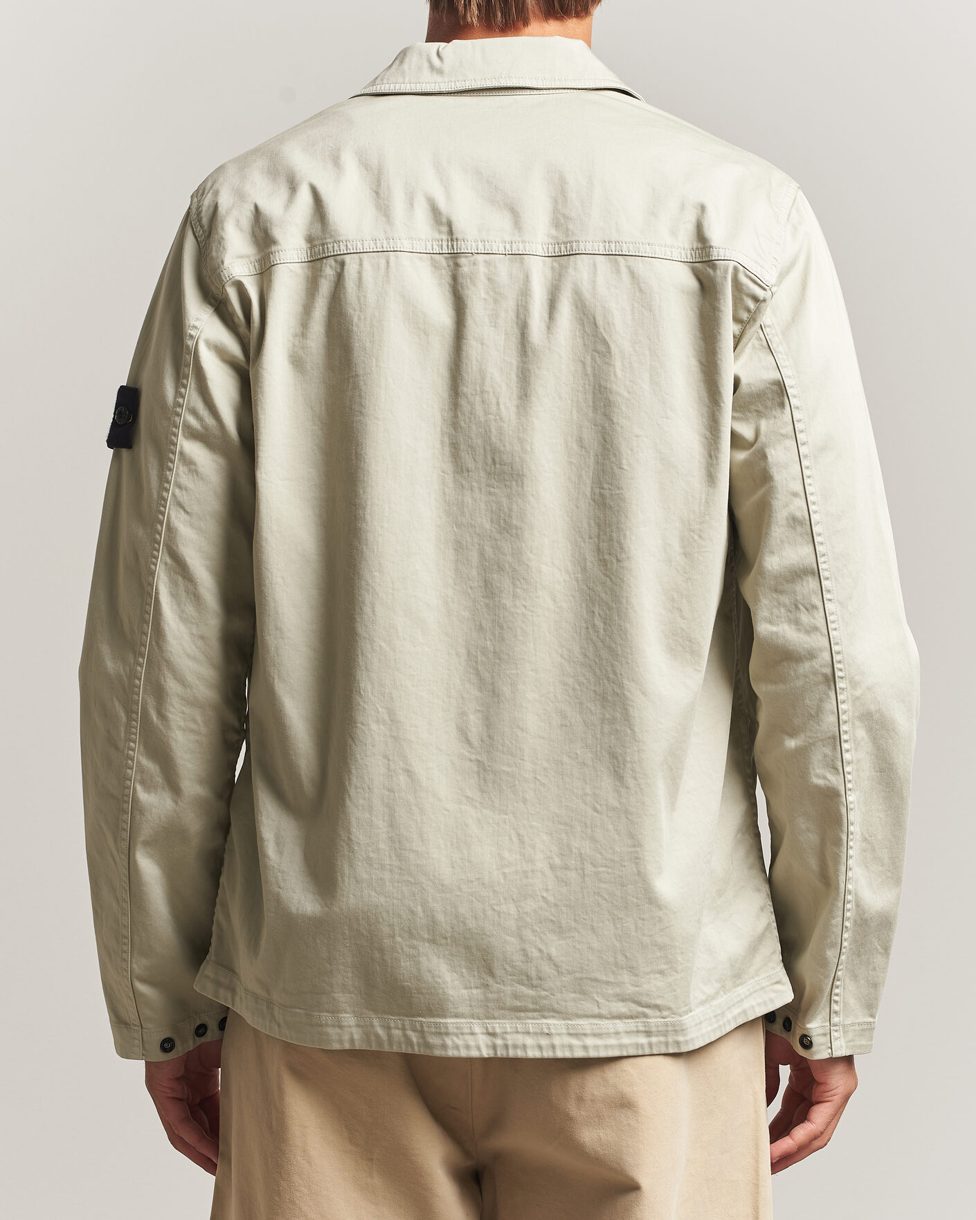 Mies | Kauluspaidat | Stone Island | Organic Cotton Satin Stretch Zip Overshirt Sand