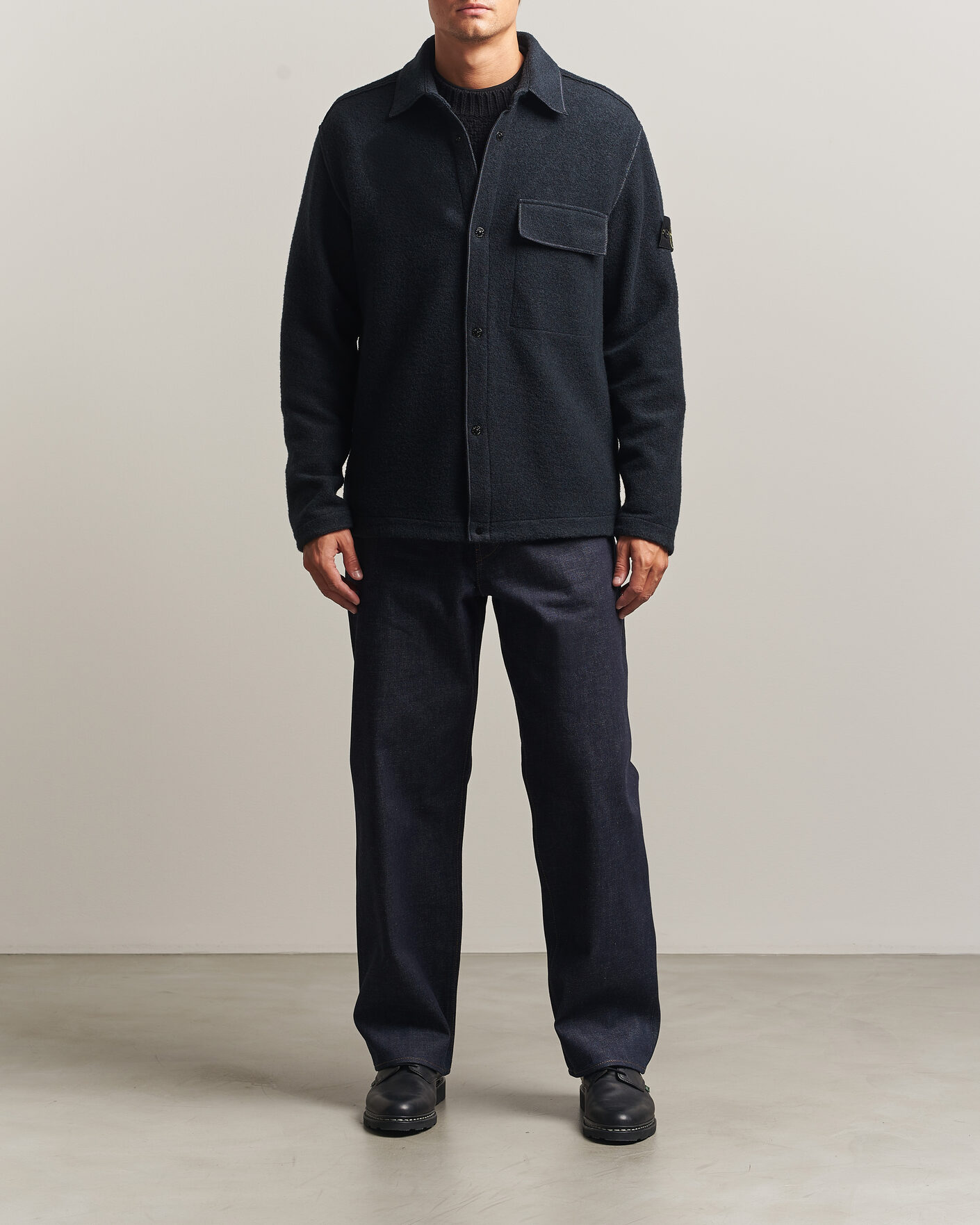Mies | Kauluspaidat | Stone Island | Micro Bouclé Overshirt Navy Blue