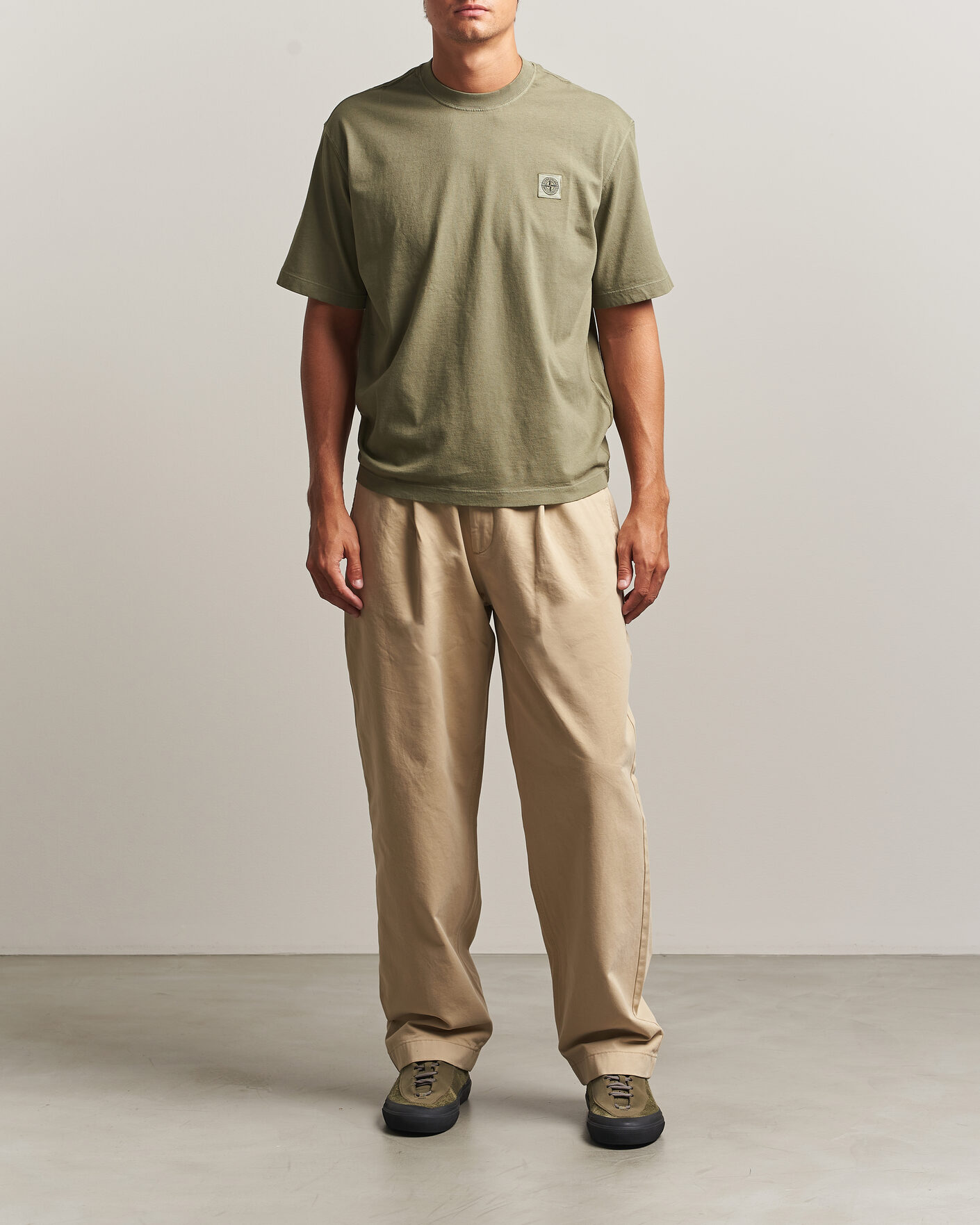Mies | T-paidat | Stone Island | Combed Organic Cotton T-Shirt Miltary Green