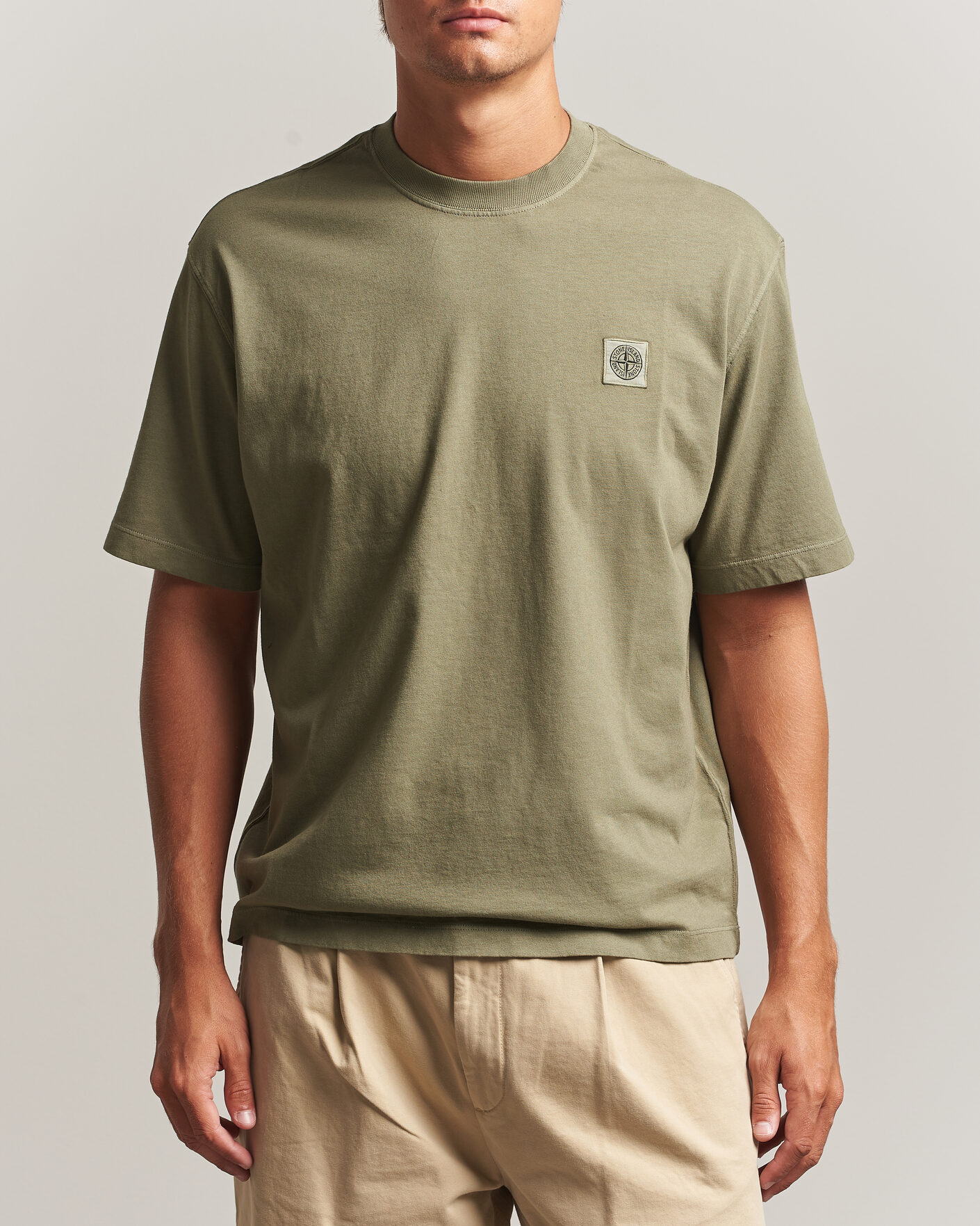 Mies | T-paidat | Stone Island | Combed Organic Cotton T-Shirt Miltary Green