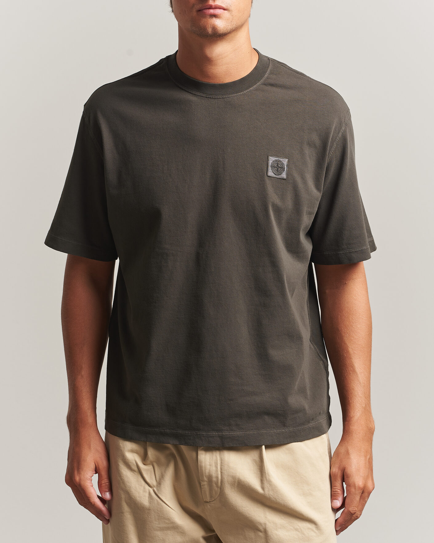 Mies | T-paidat | Stone Island | Combed Organic Cotton T-Shirt Coal Grey
