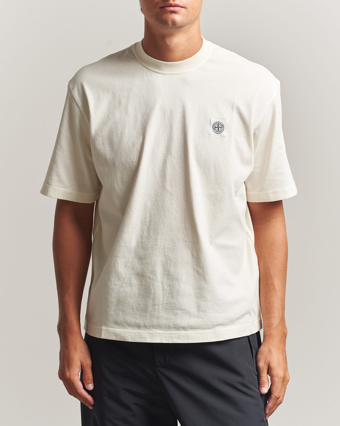 Mies | T-paidat | Stone Island | Combed Organic Cotton T-Shirt Ivory