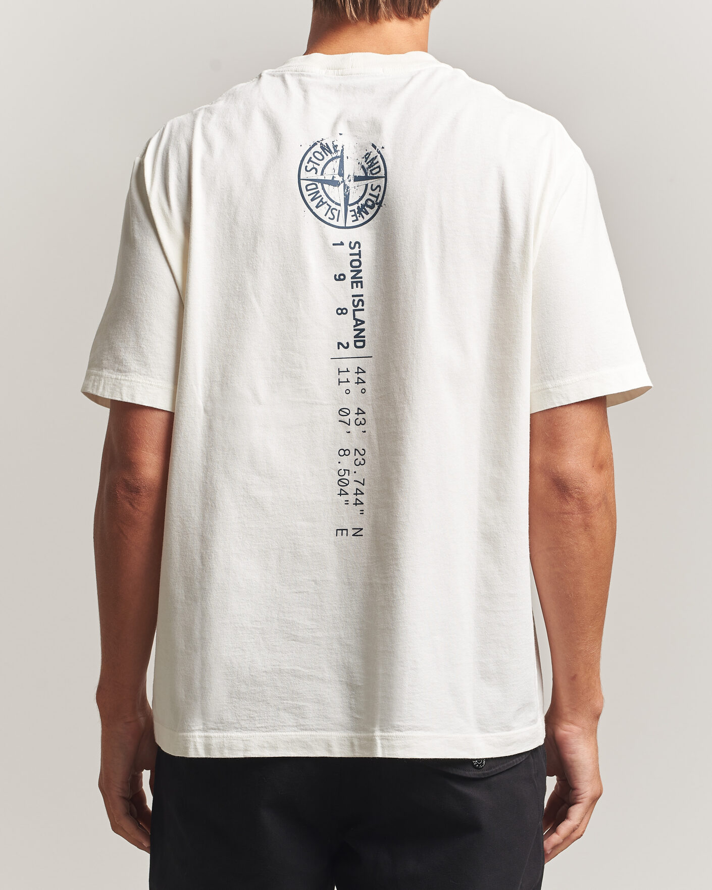 Mies | T-paidat | Stone Island | Vertical Placement Print Cotton T-Shirt Ivory