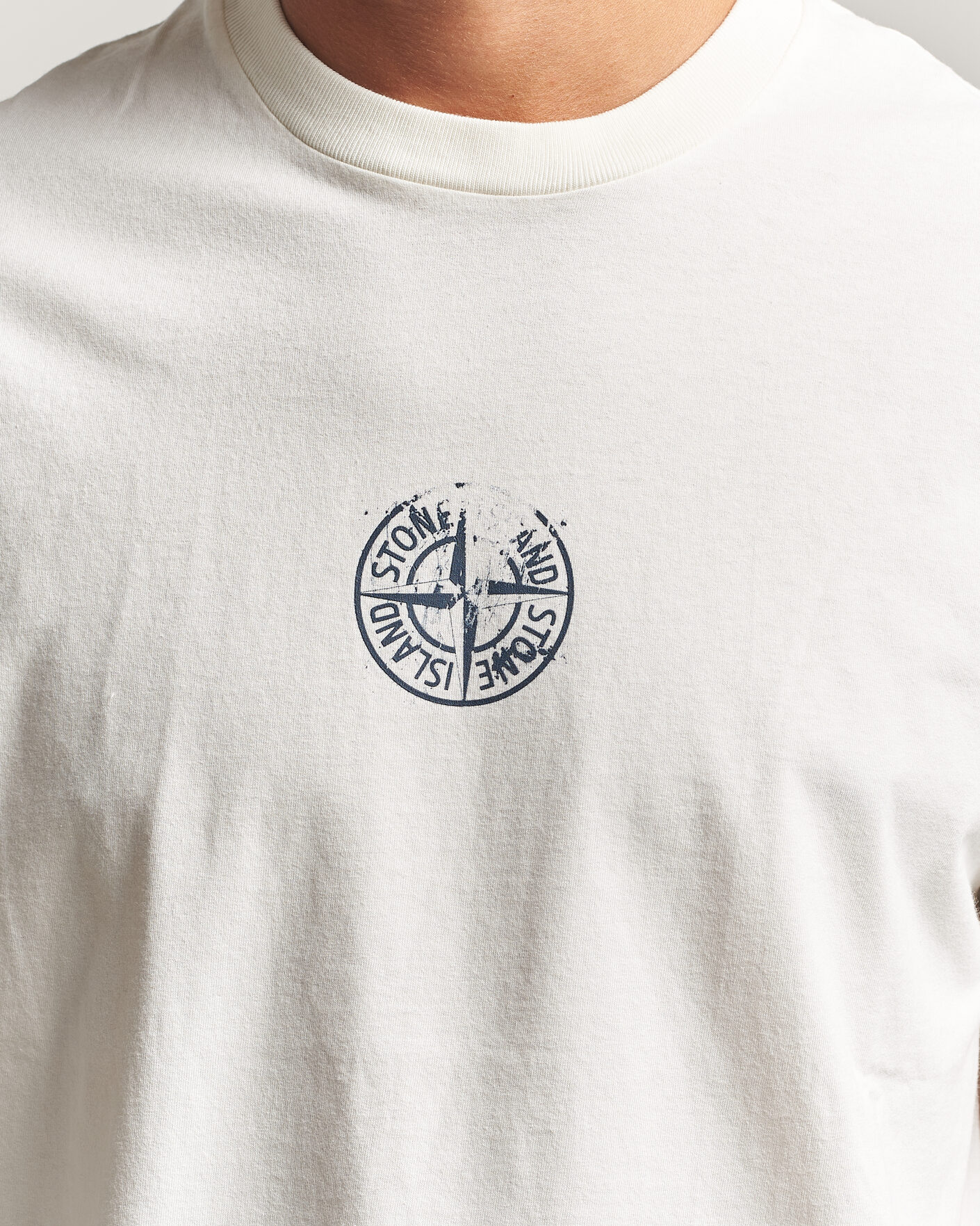 Mies | T-paidat | Stone Island | Vertical Placement Print Cotton T-Shirt Ivory
