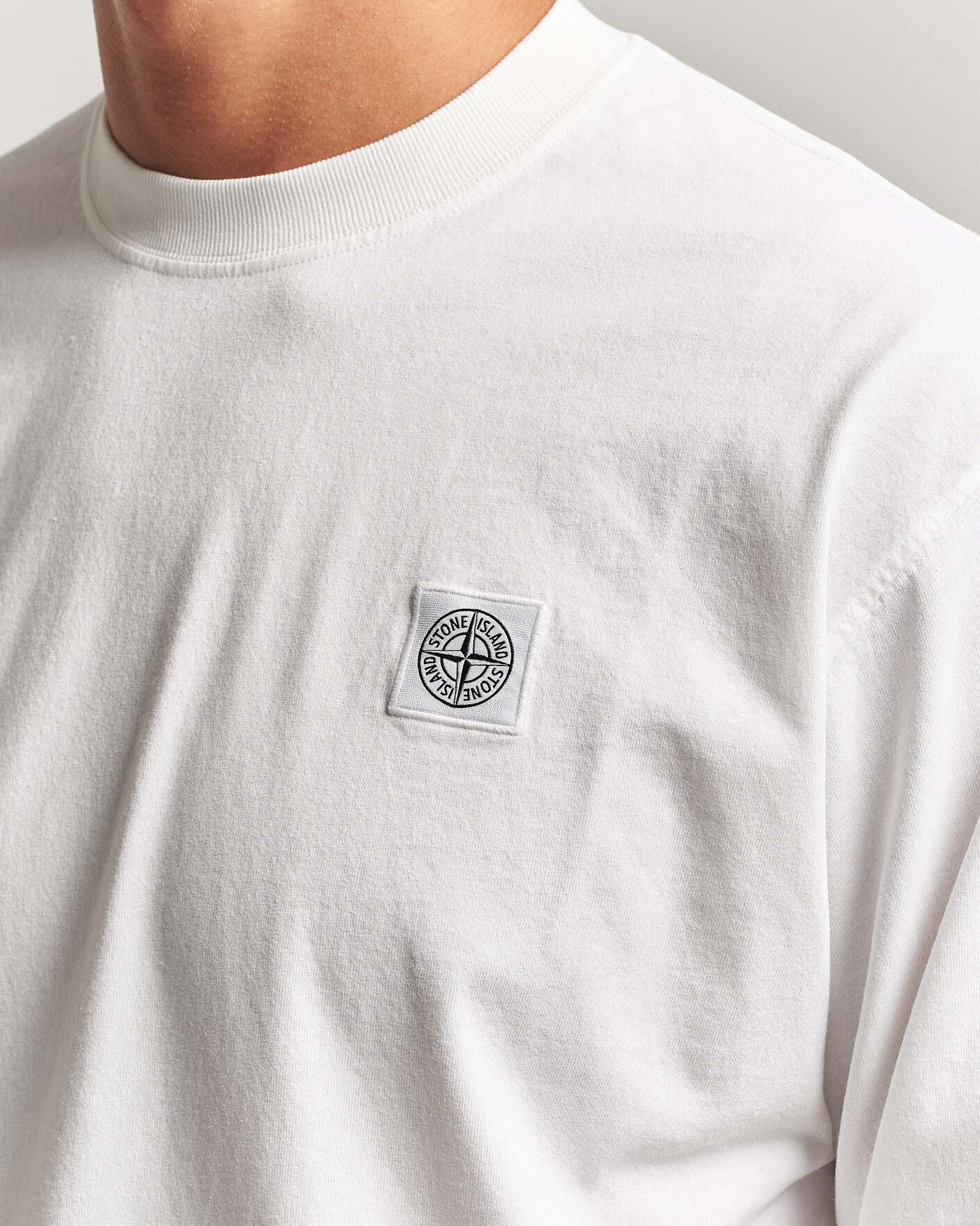Mies | T-paidat | Stone Island | Organic Cotton Jersey Long Sleeve T-Shirt White