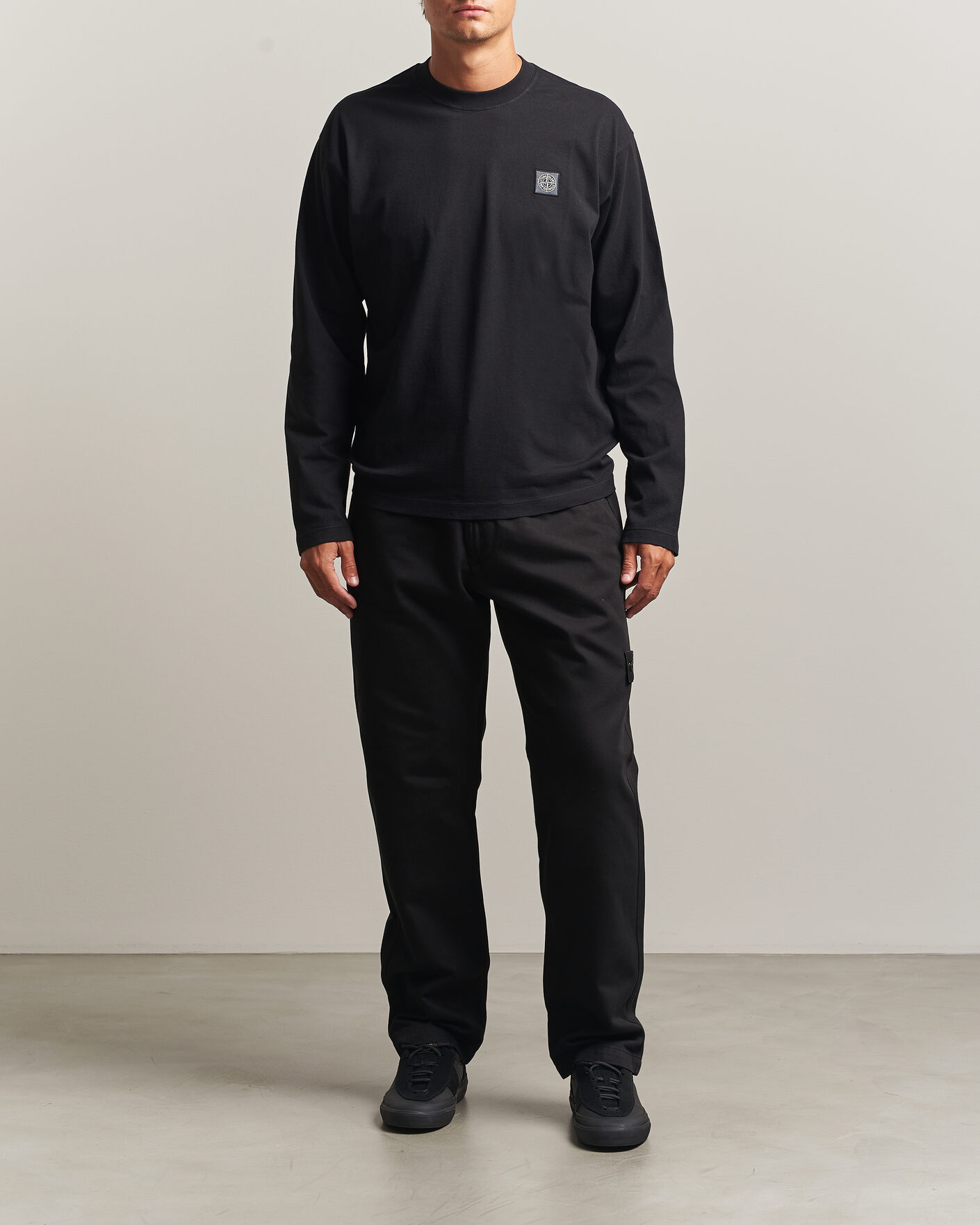 Mies | T-paidat | Stone Island | Organic Cotton Jersey Long Sleeve T-Shirt Black
