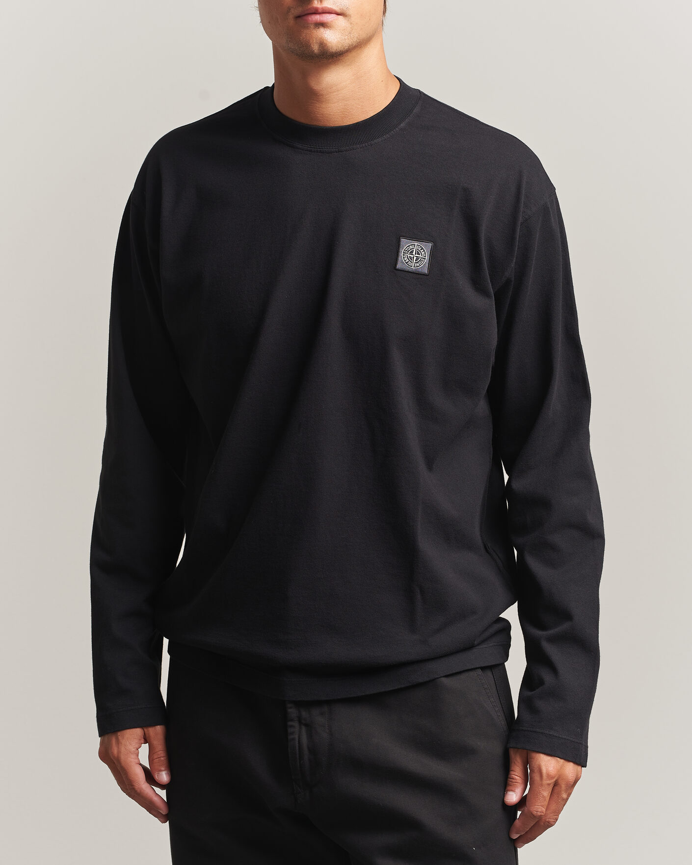 Mies | T-paidat | Stone Island | Organic Cotton Jersey Long Sleeve T-Shirt Black