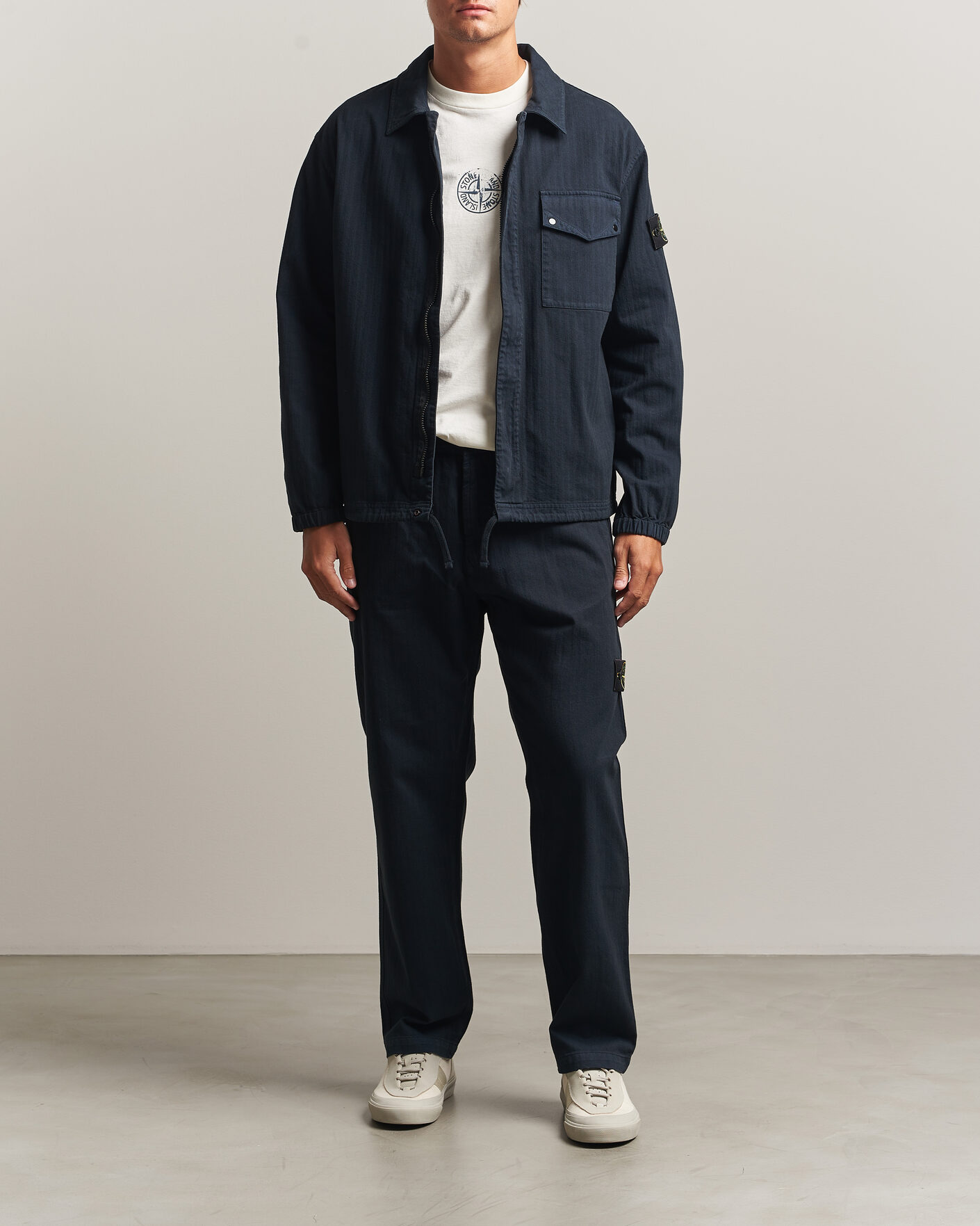 Mies | Housut | Stone Island | Cotton Herringbone Pants Navy Blue
