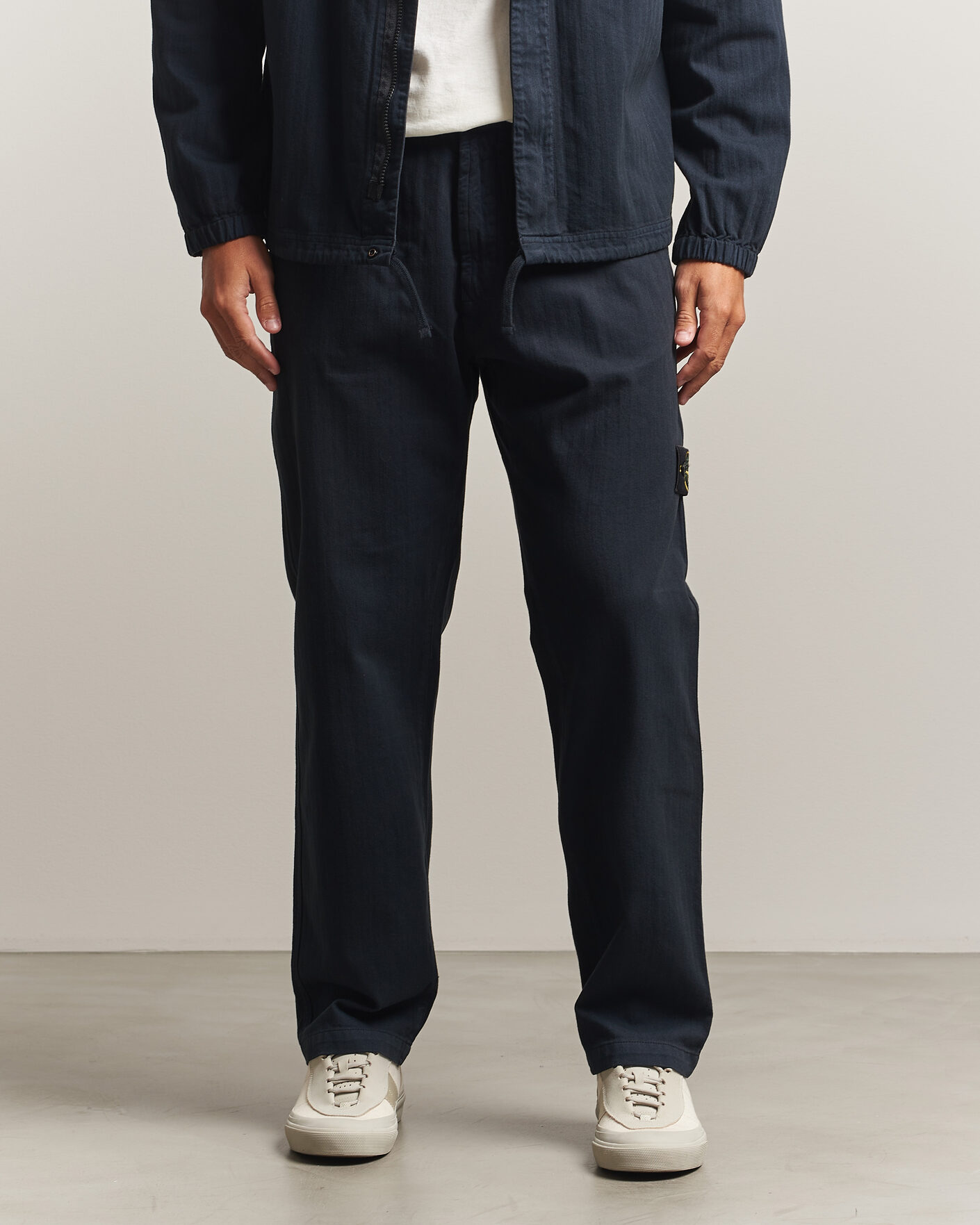 Mies | Housut | Stone Island | Cotton Herringbone Pants Navy Blue