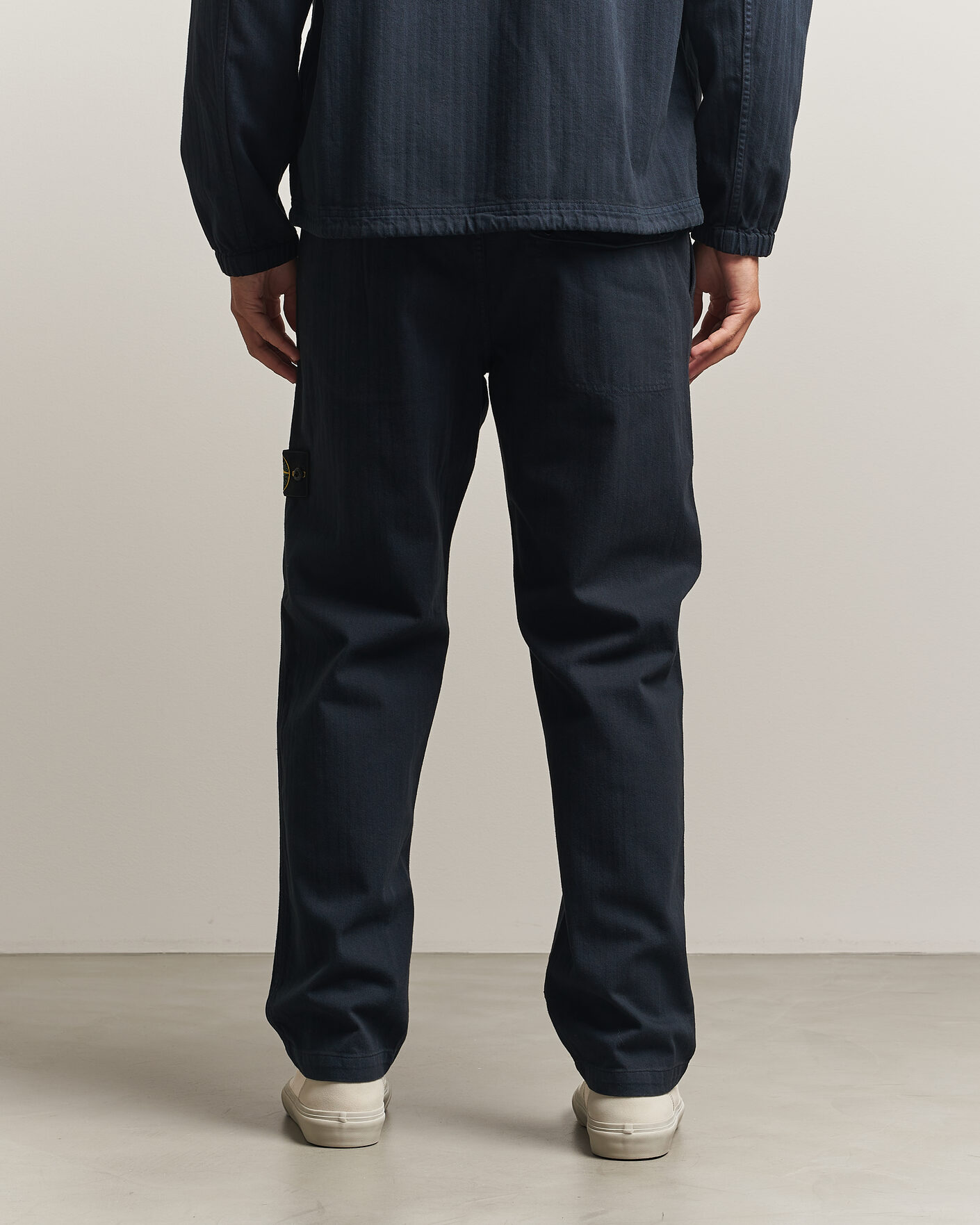 Mies | Housut | Stone Island | Cotton Herringbone Pants Navy Blue