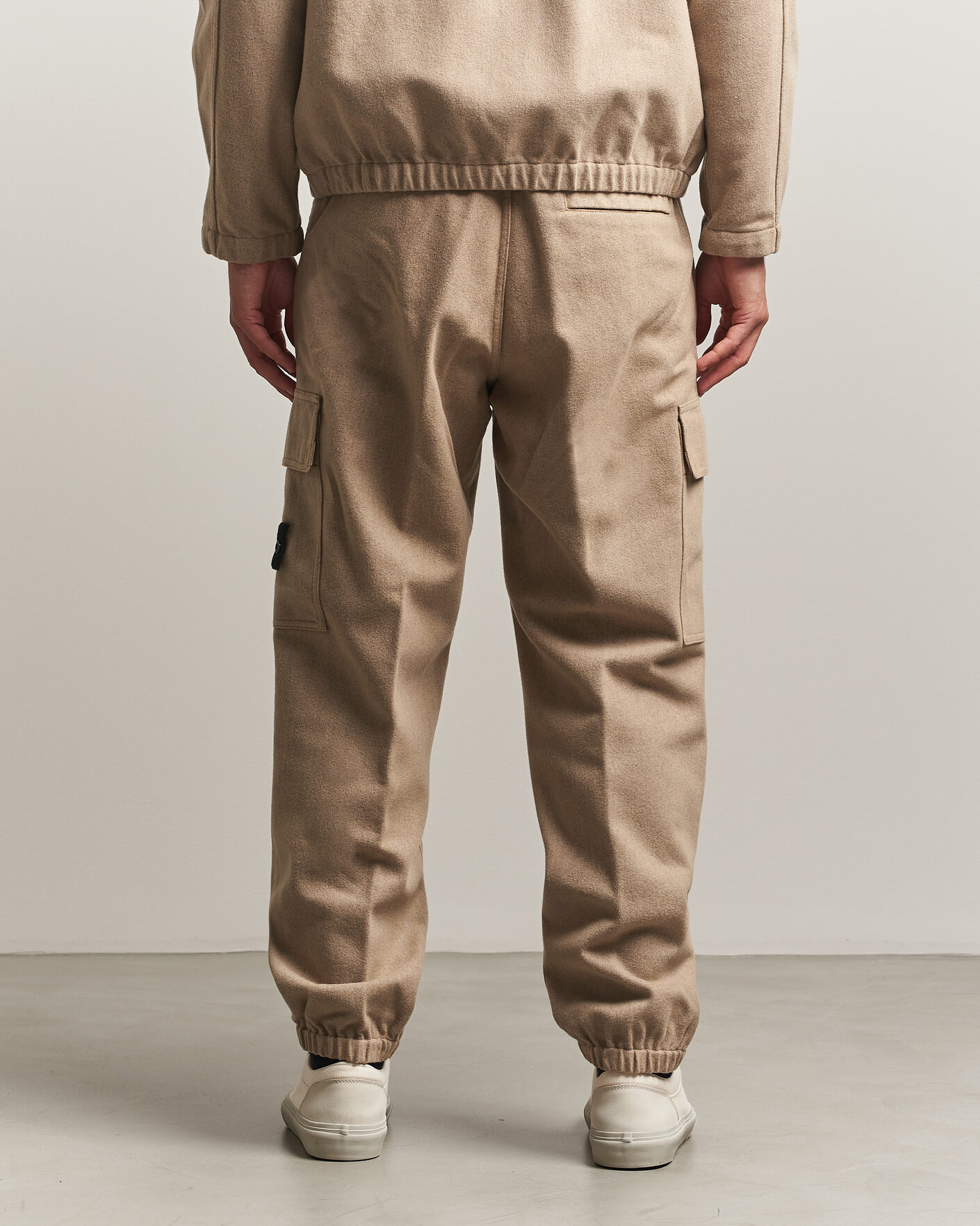 Mies | Housut | Stone Island | Wool/Nylon Flannel Cargo Trousers Biscuit