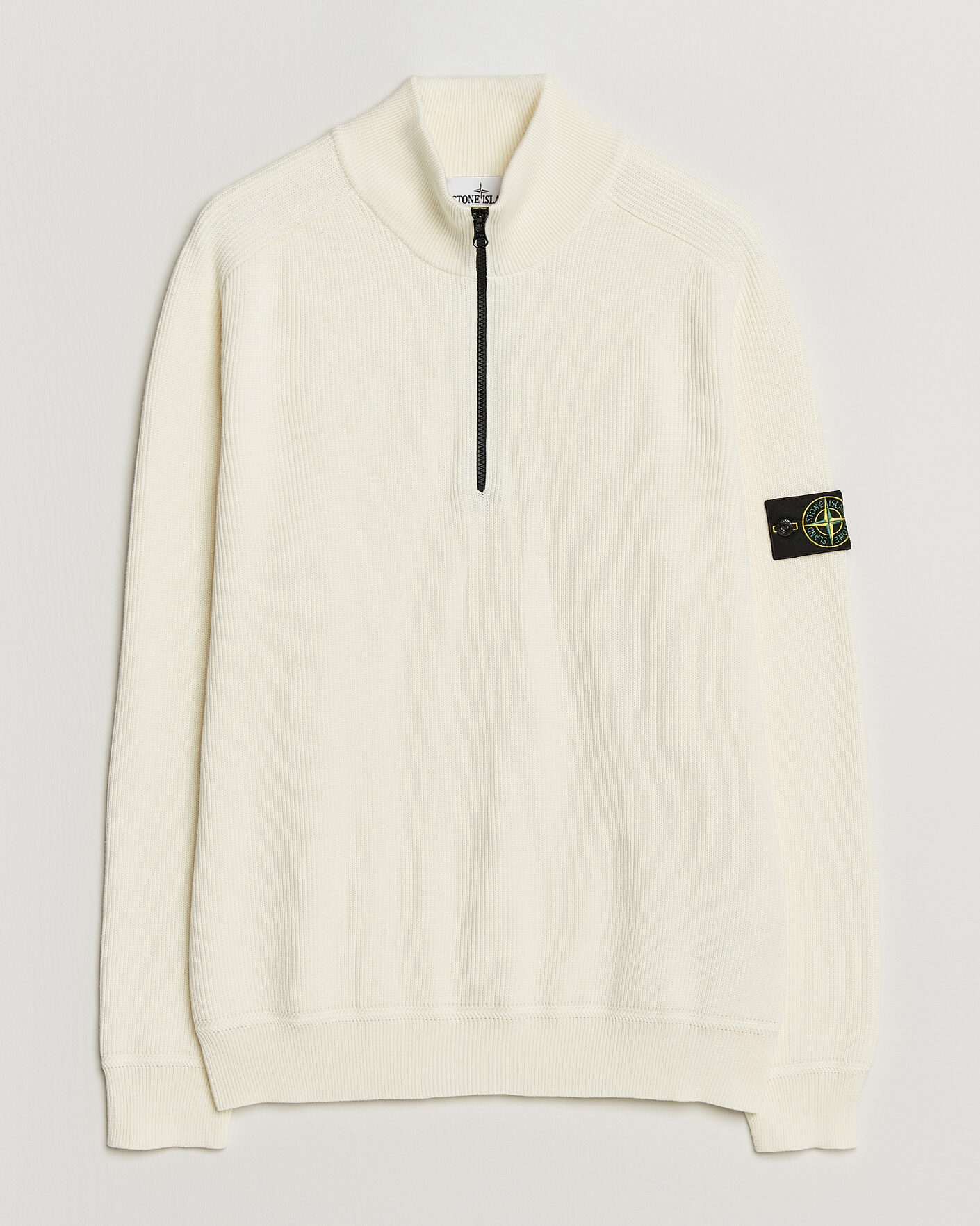 Mies | Puserot | Stone Island | Ribbed Soft Organic Cotton Half-Zip Ivory