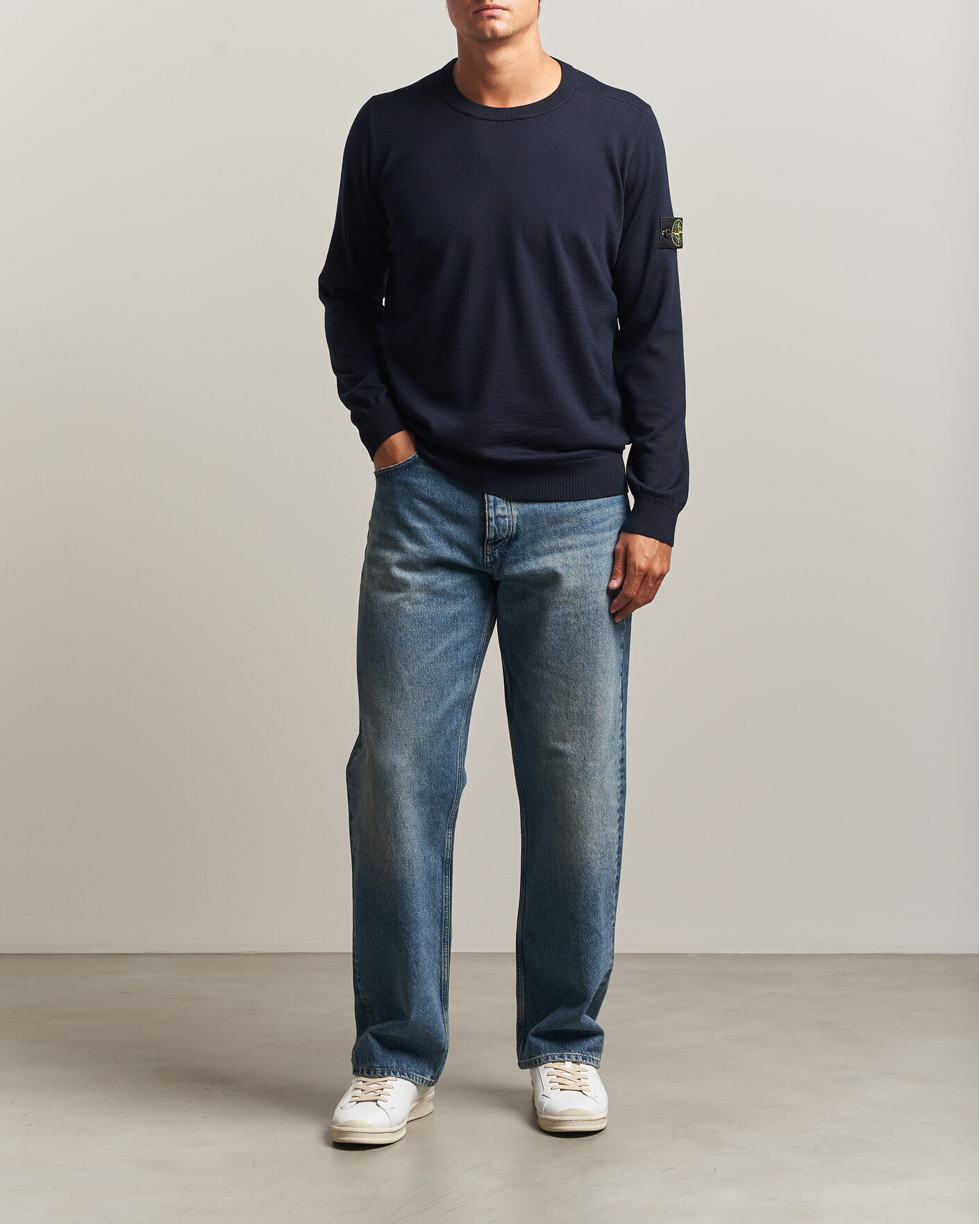 Mies | Puserot | Stone Island | Light Pure Wool Crew Neck Navy Blue
