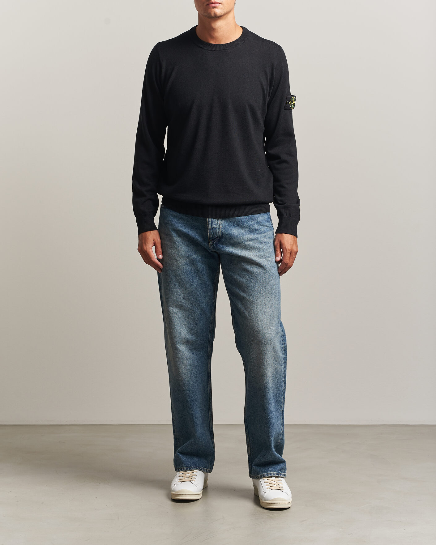 Mies | Puserot | Stone Island | Light Pure Wool Crew Neck Black