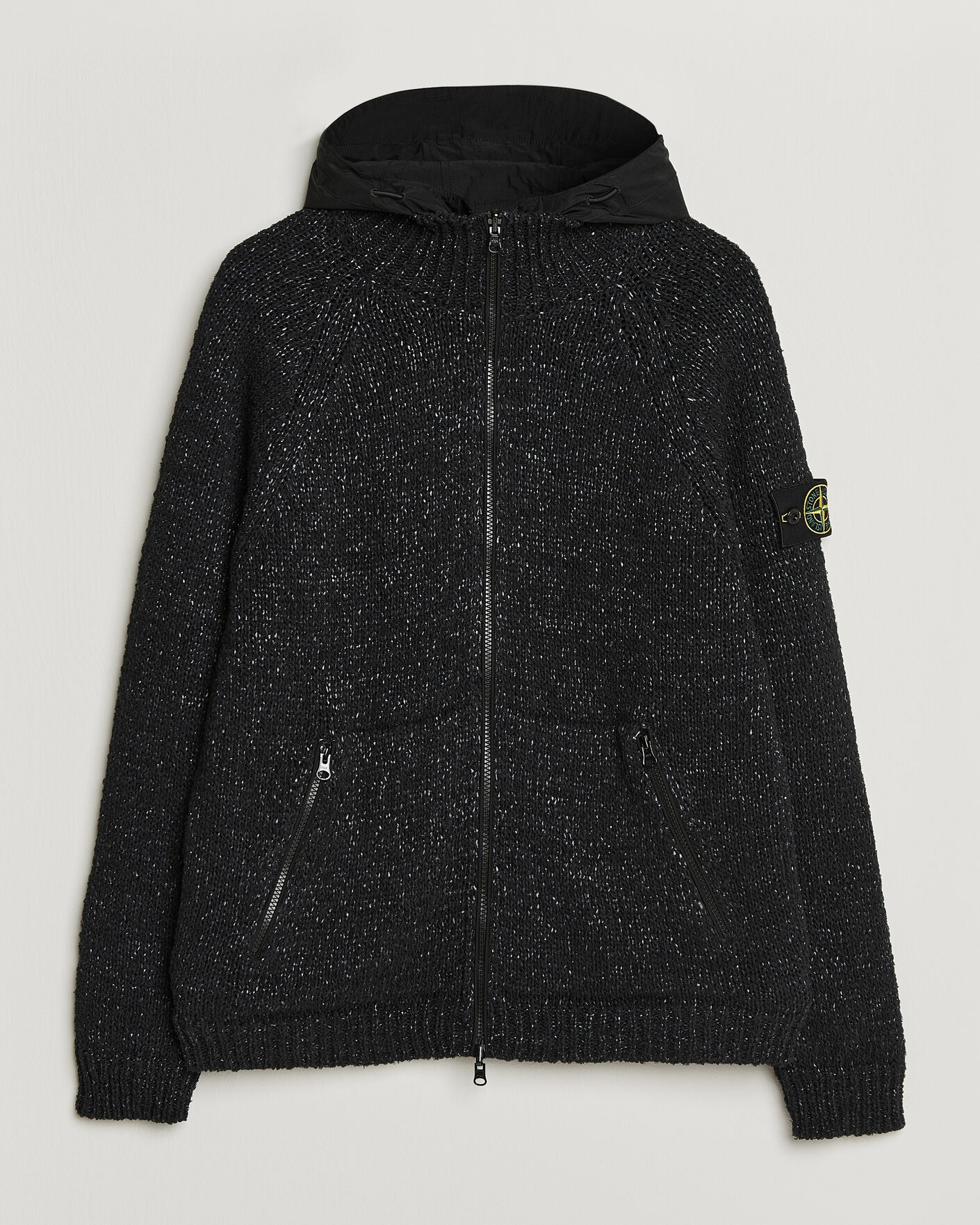 Mies | Puserot | Stone Island | Brushed Cotton/Nylon Reversible Zip Hood Black